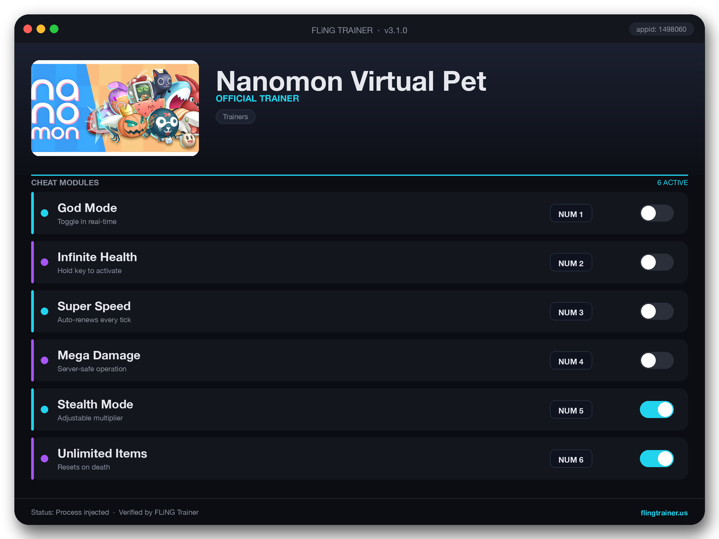 Nanomon Virtual Pet Trainer interface