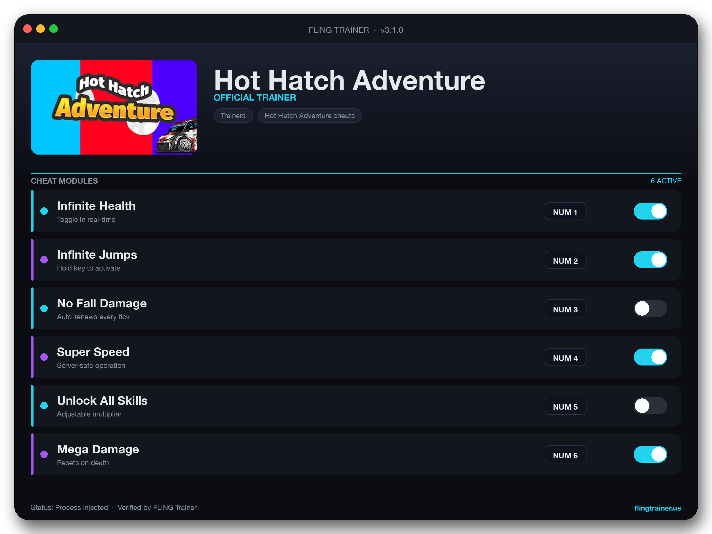 Hot Hatch Adventure Trainer interface