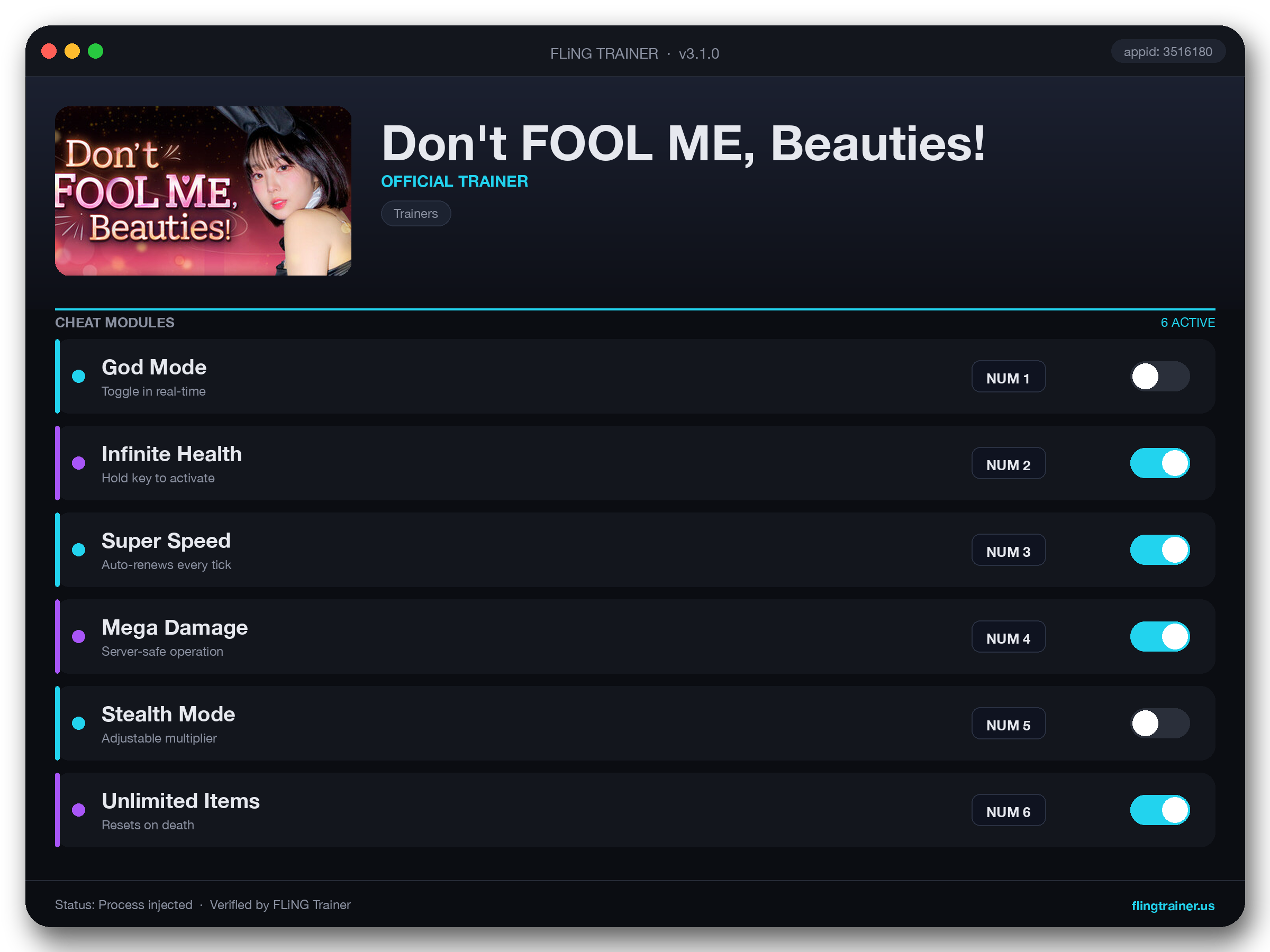 Don't FOOL ME, Beauties! Trainer interface