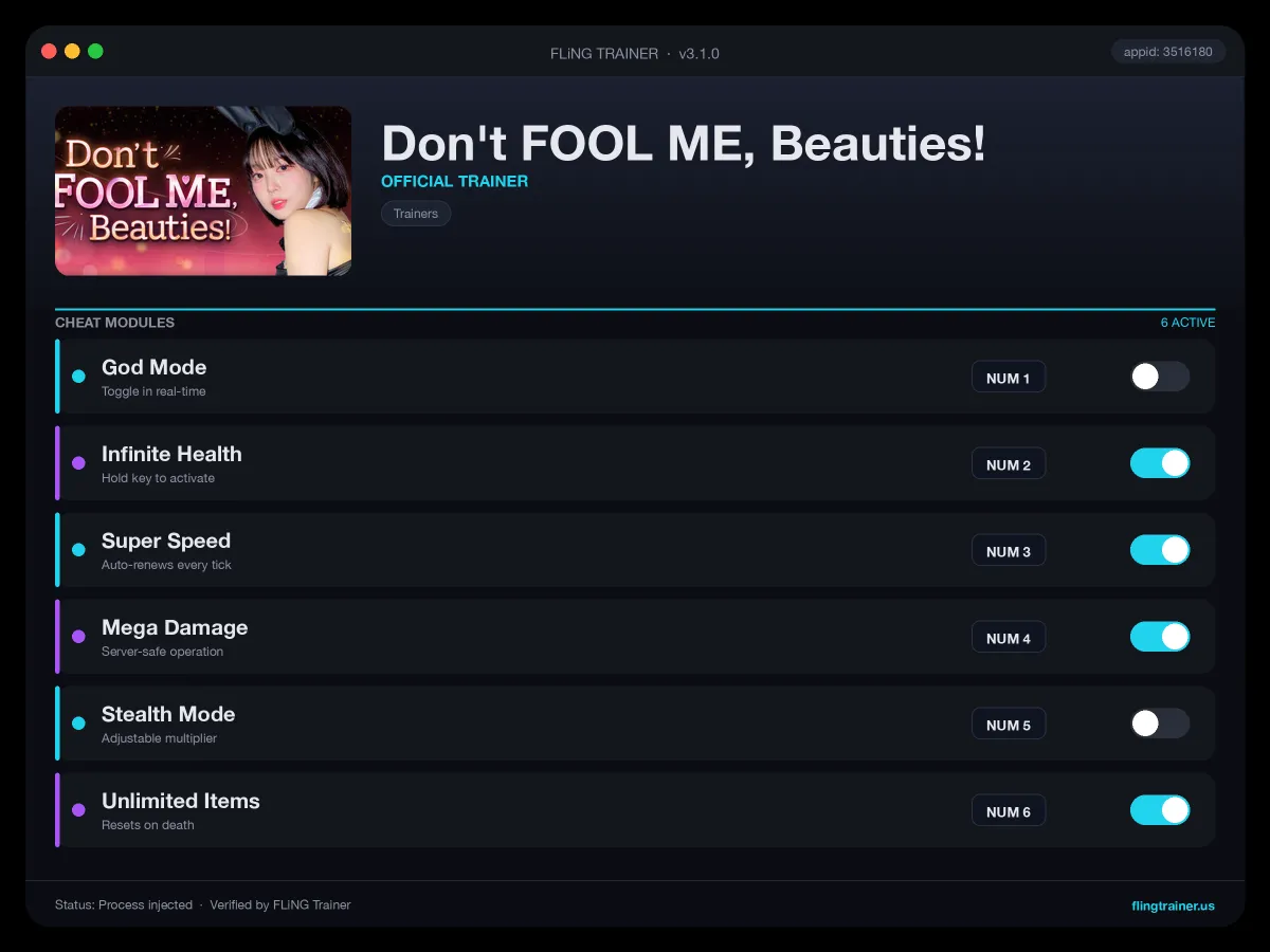 Don't FOOL ME, Beauties! Trainer interface