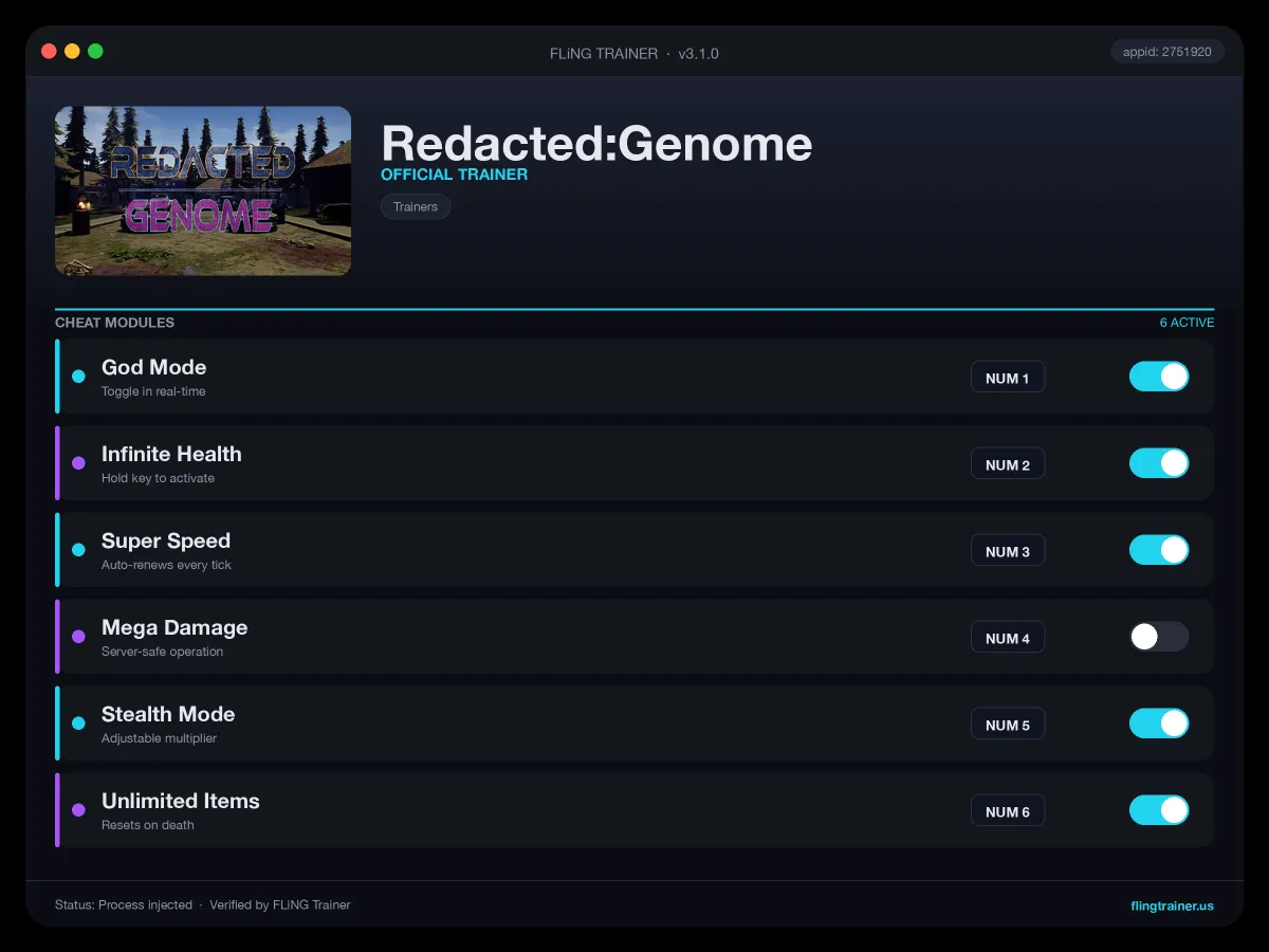 Redacted:Genome Trainer interface