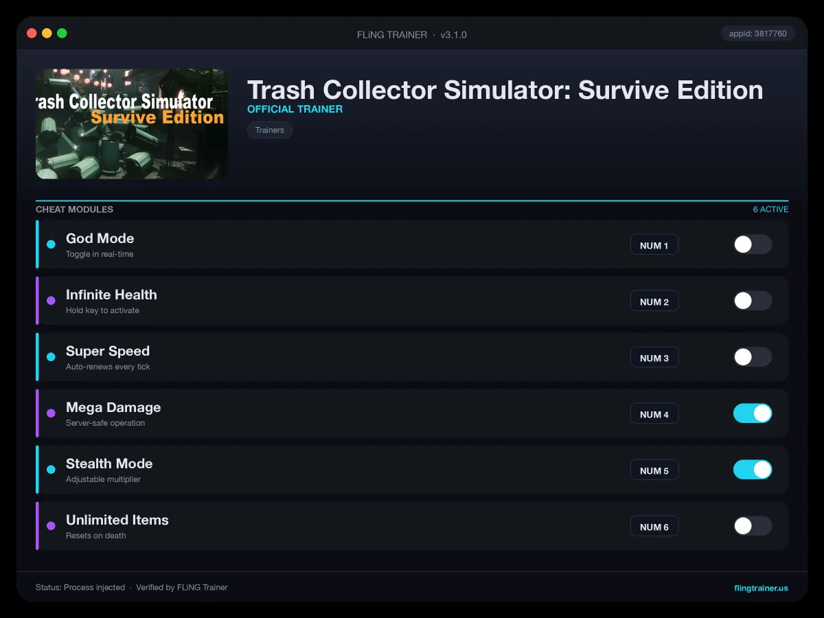 Trash Collector Simulator: Survive Edition Trainer interface