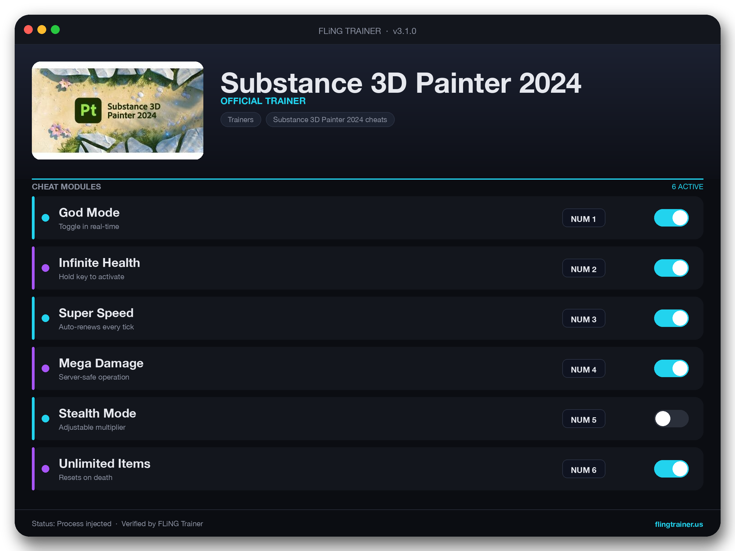 Substance 3D Painter 2024 Trainer interface