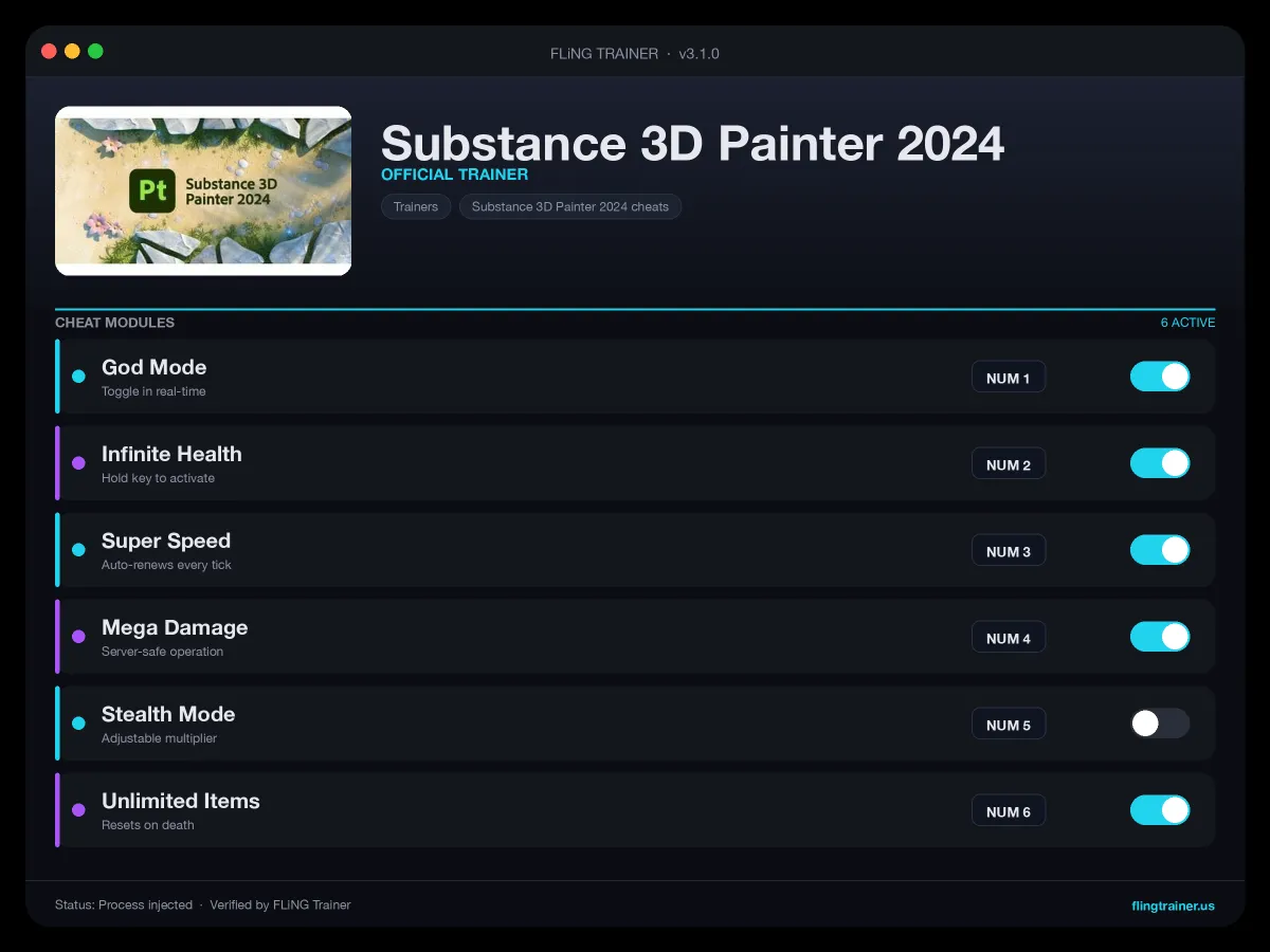 Substance 3D Painter 2024 Trainer interface