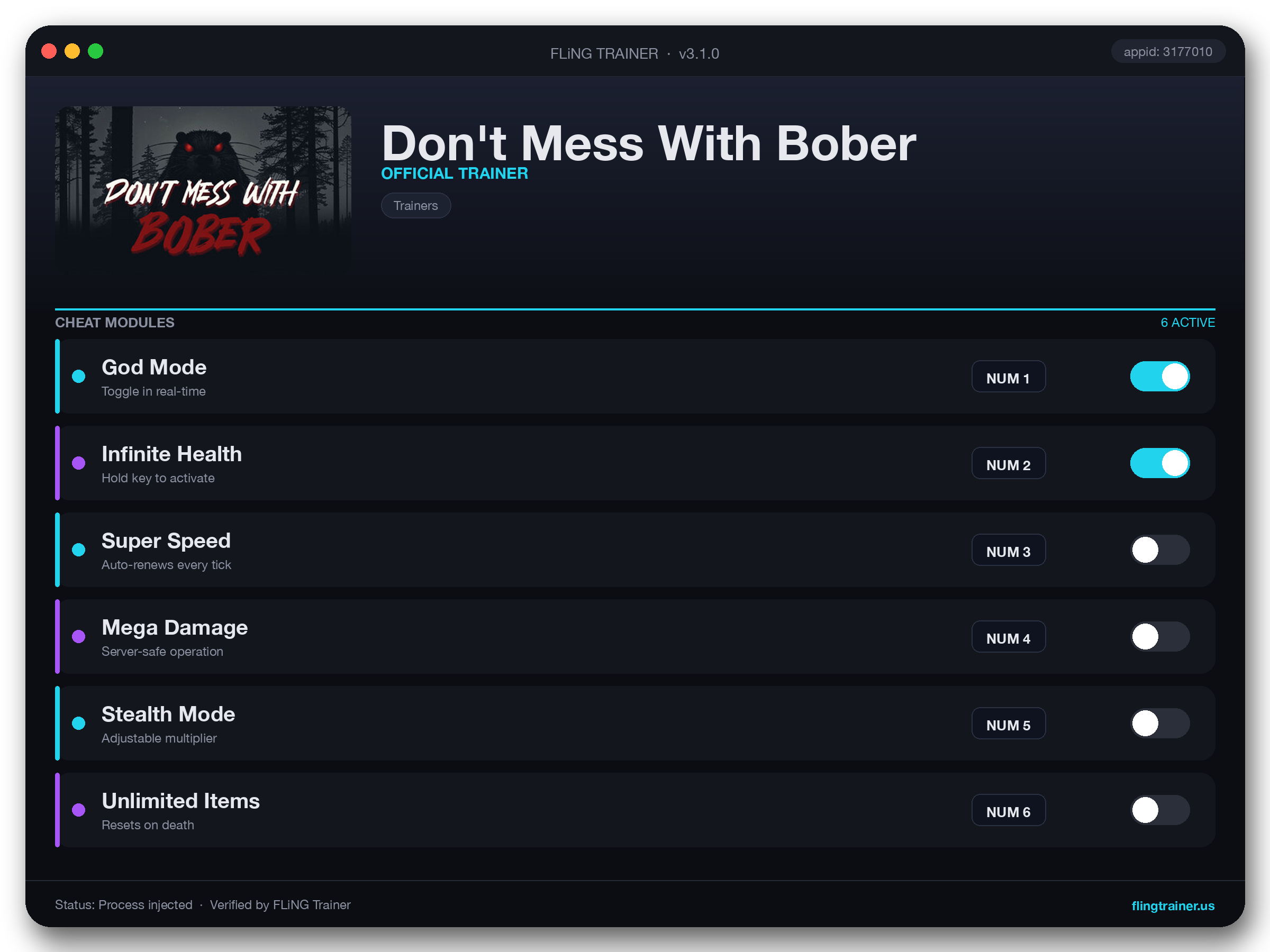 Don't Mess With Bober Trainer interface