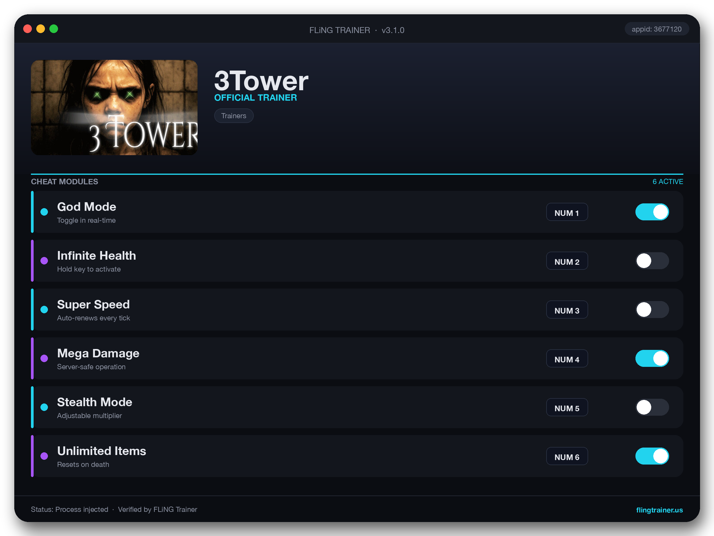 3Tower Trainer interface