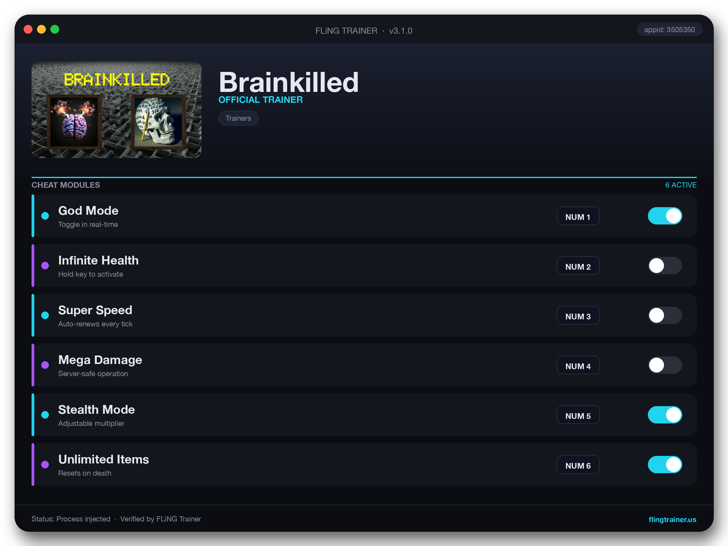 Brainkilled Trainer interface
