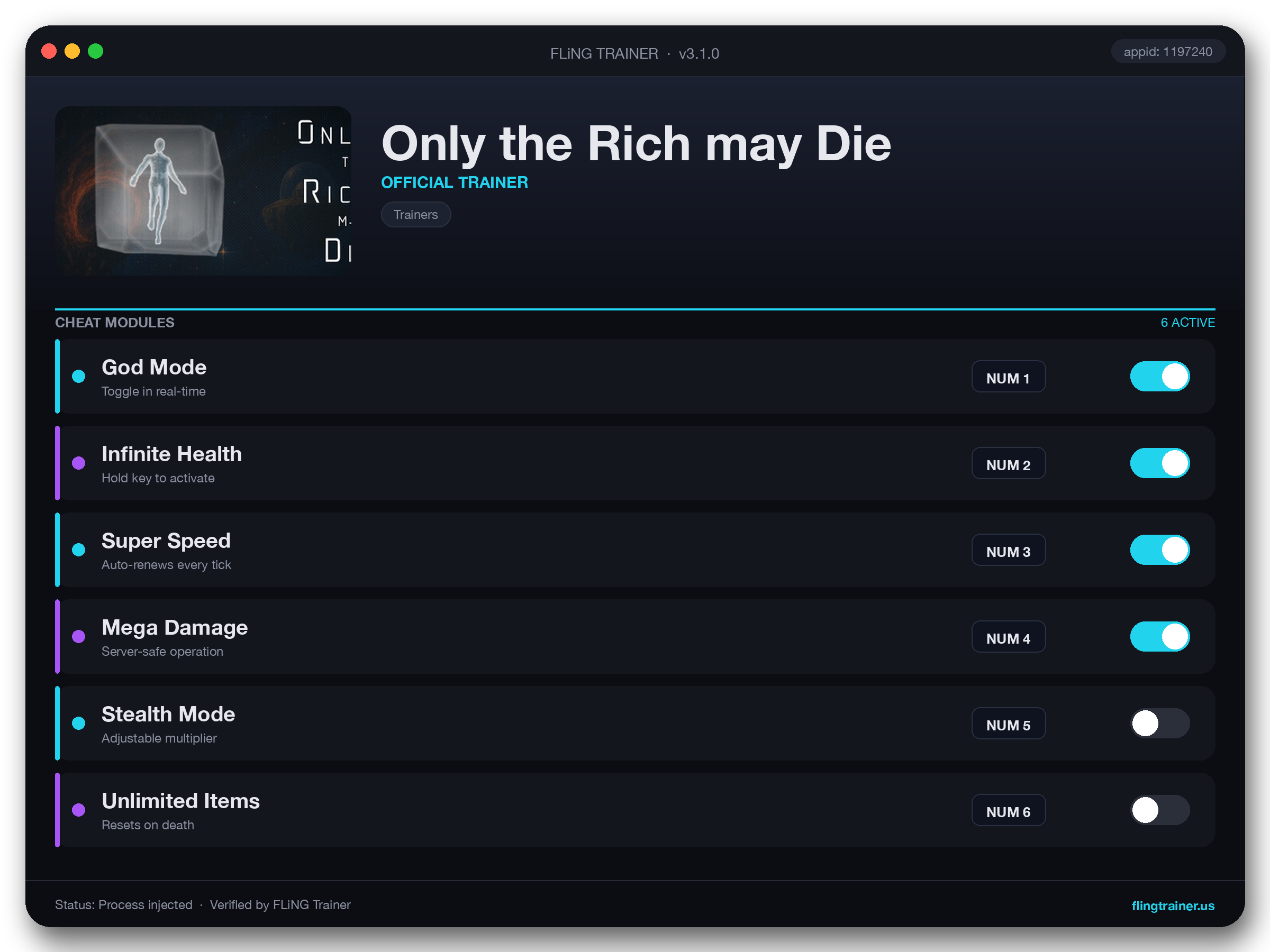 Only the Rich may Die Trainer interface