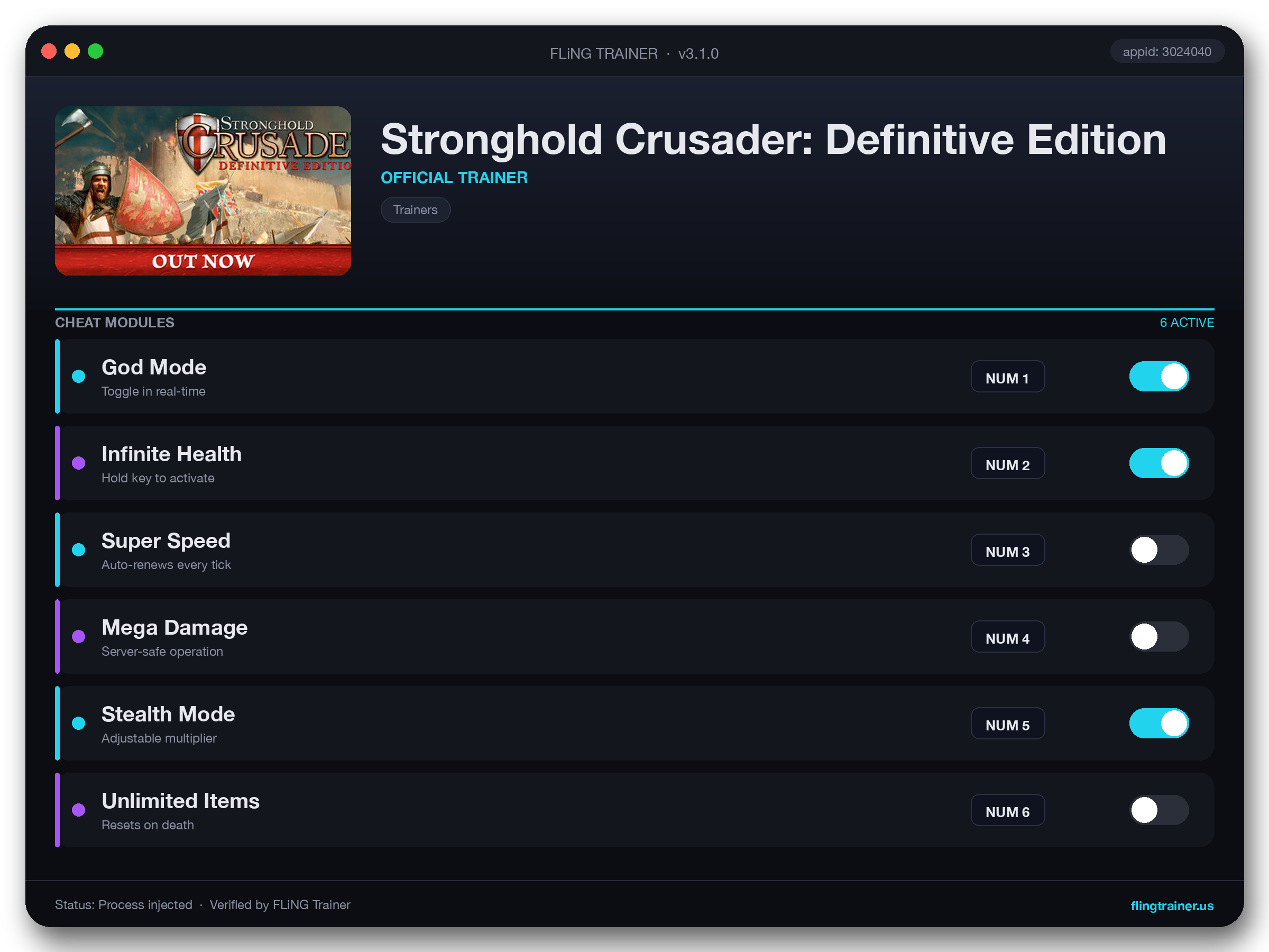 Stronghold Crusader: Definitive Edition Trainer interface
