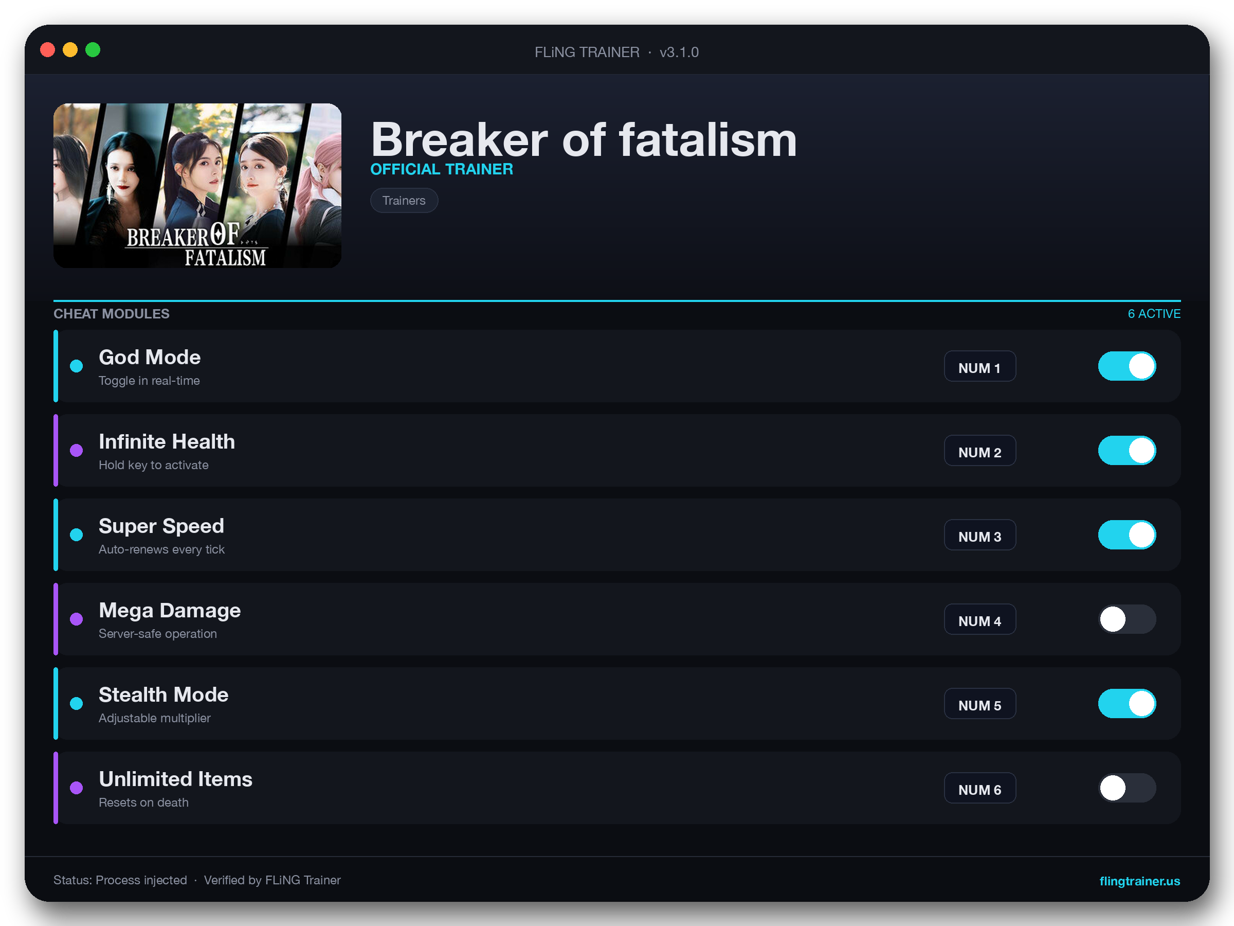 Breaker of fatalism Trainer interface