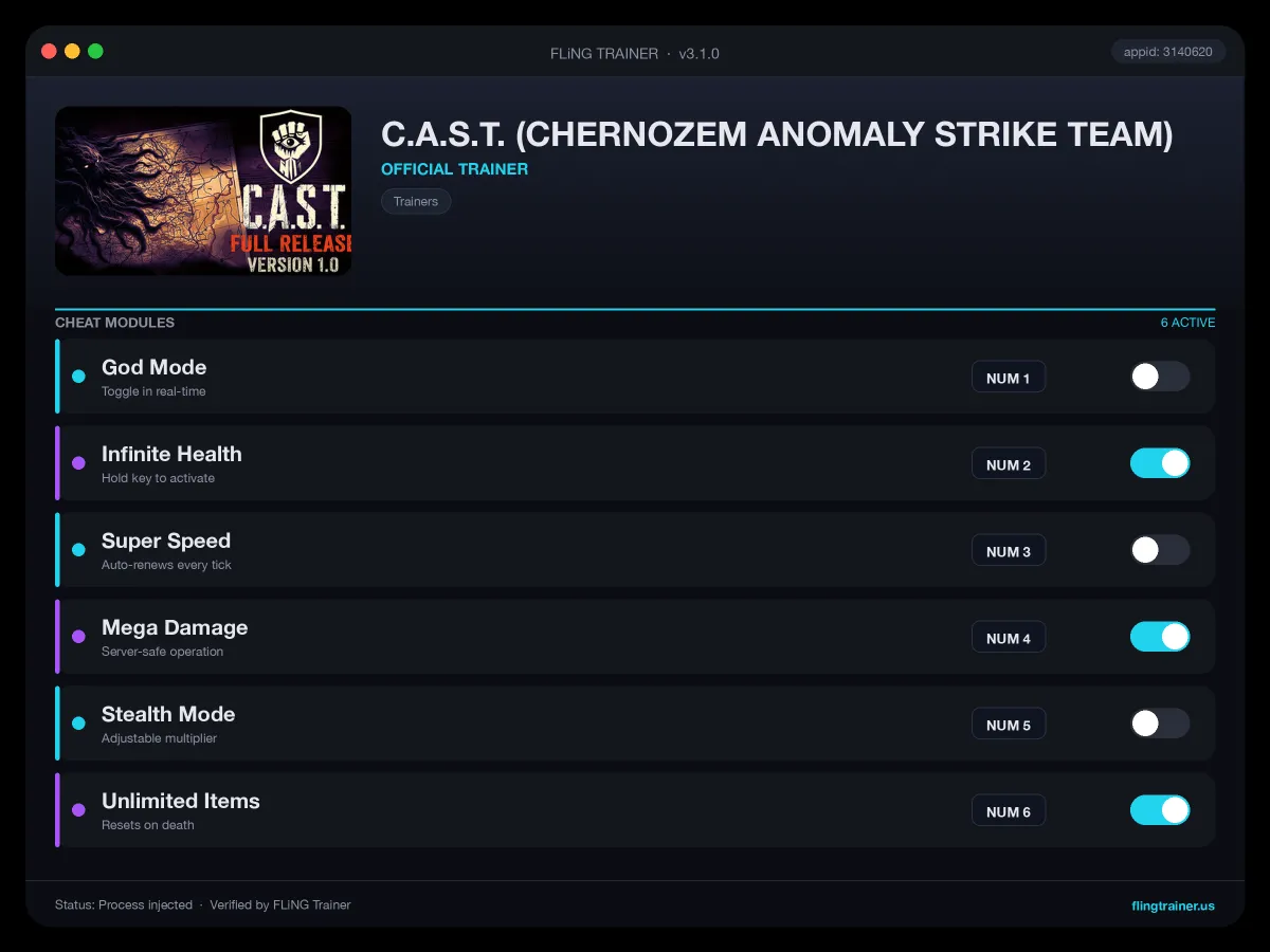 C.A.S.T. (CHERNOZEM ANOMALY STRIKE TEAM) Trainer interface