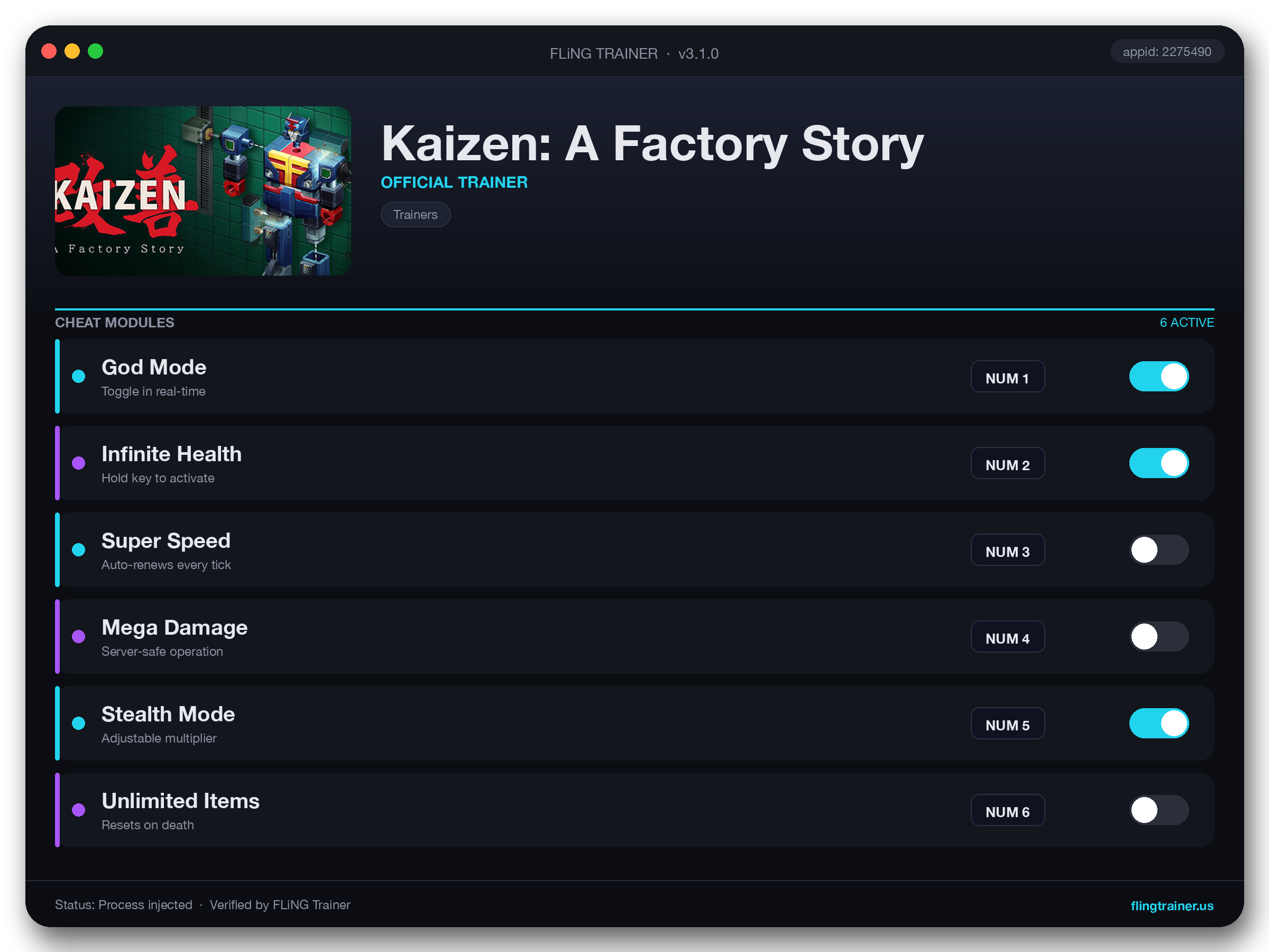 Kaizen: A Factory Story Trainer interface