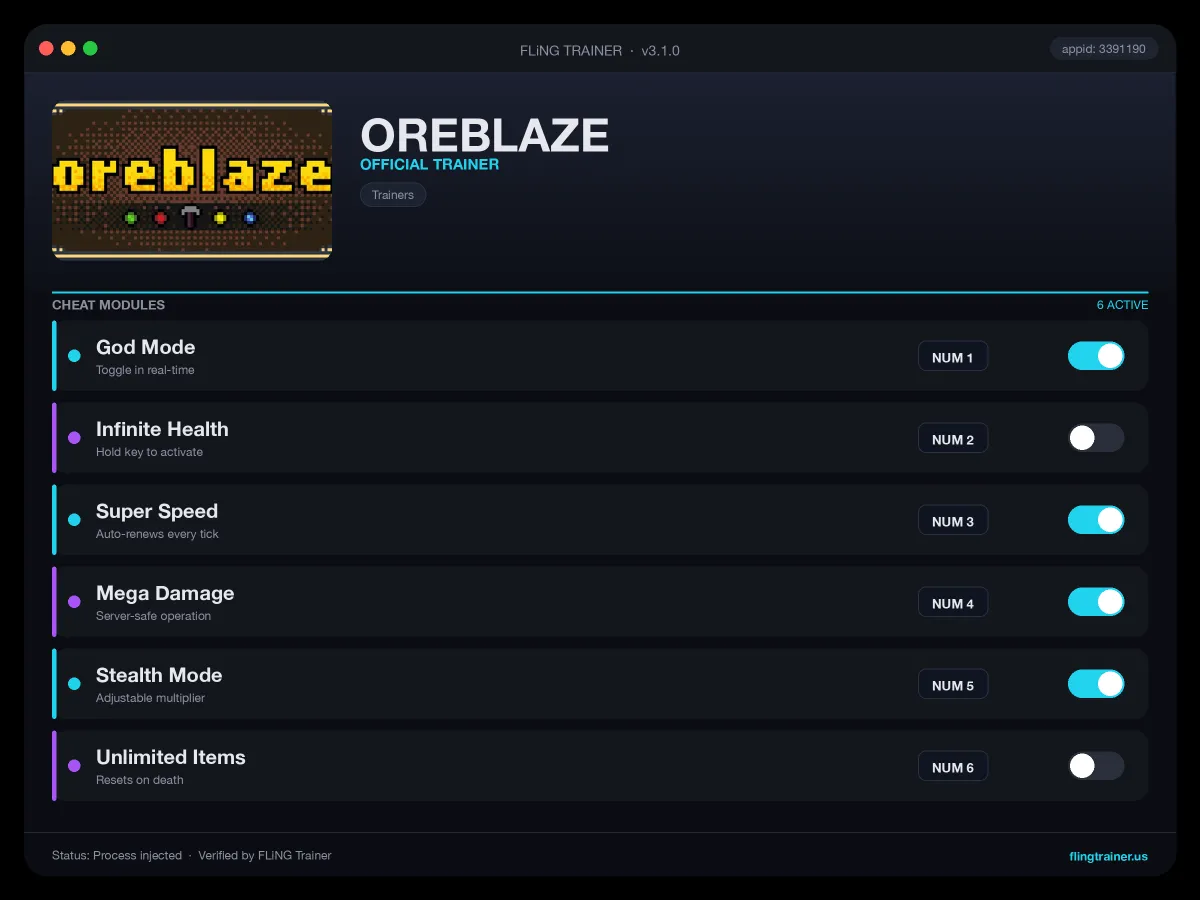 OREBLAZE Trainer interface