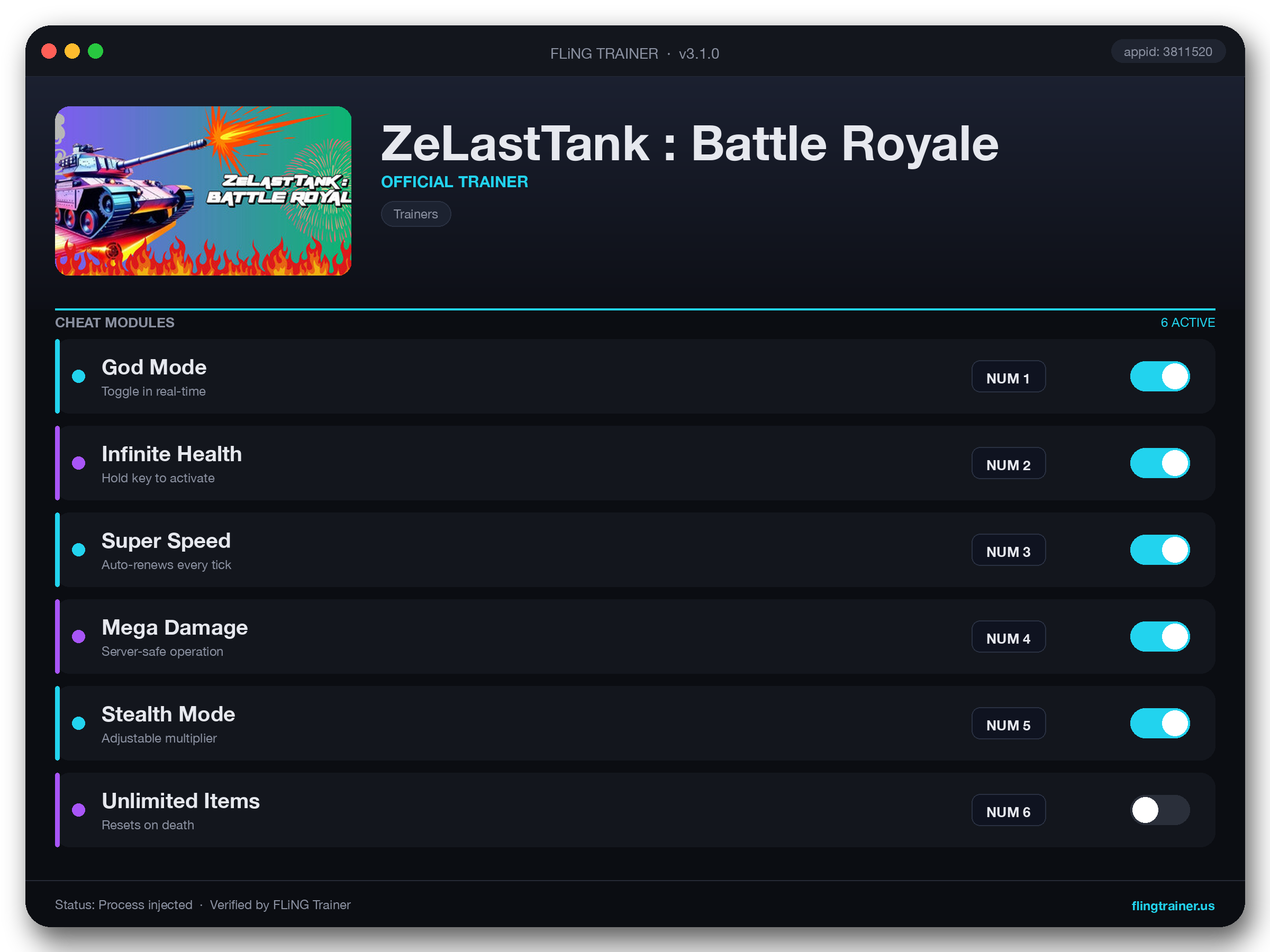 ZeLastTank : Battle Royale Trainer interface