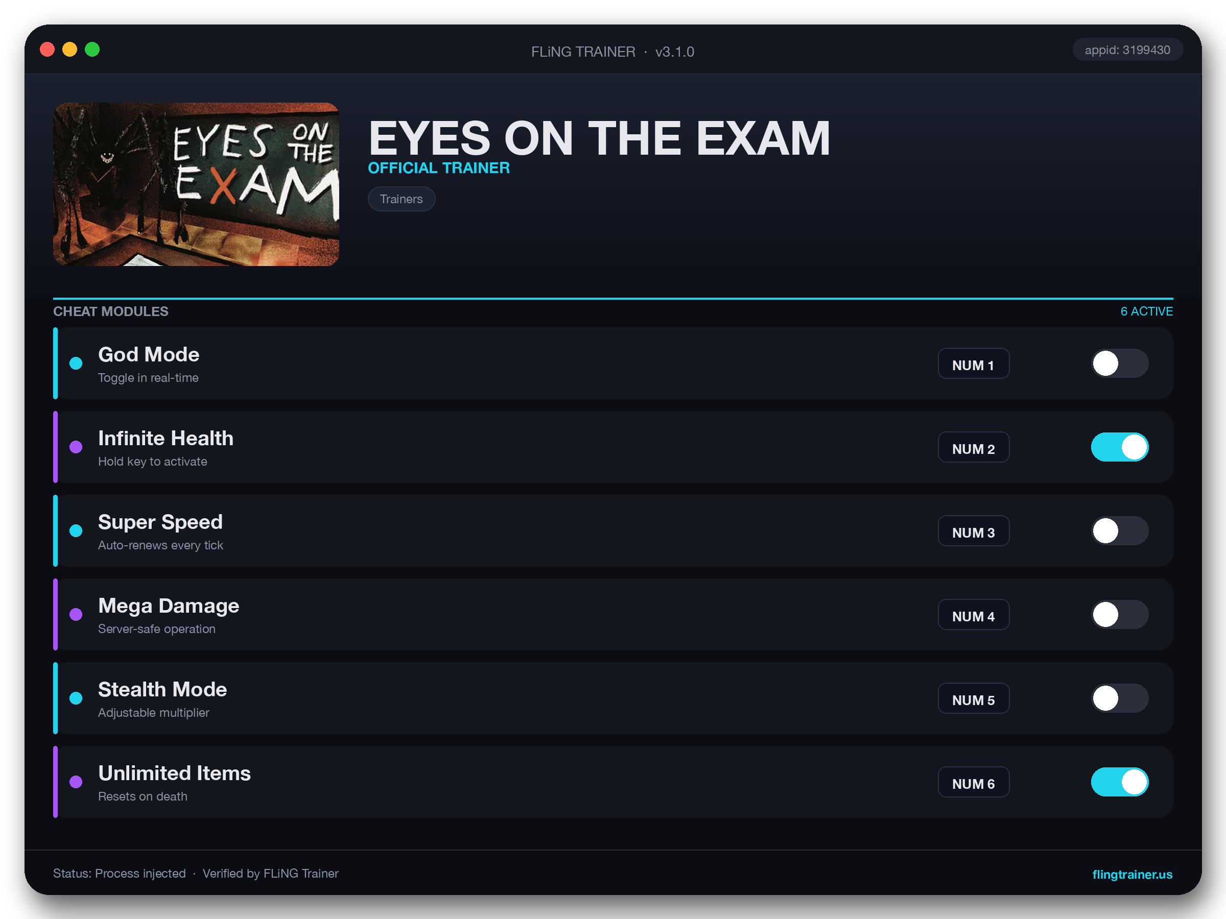 EYES ON THE EXAM Trainer interface