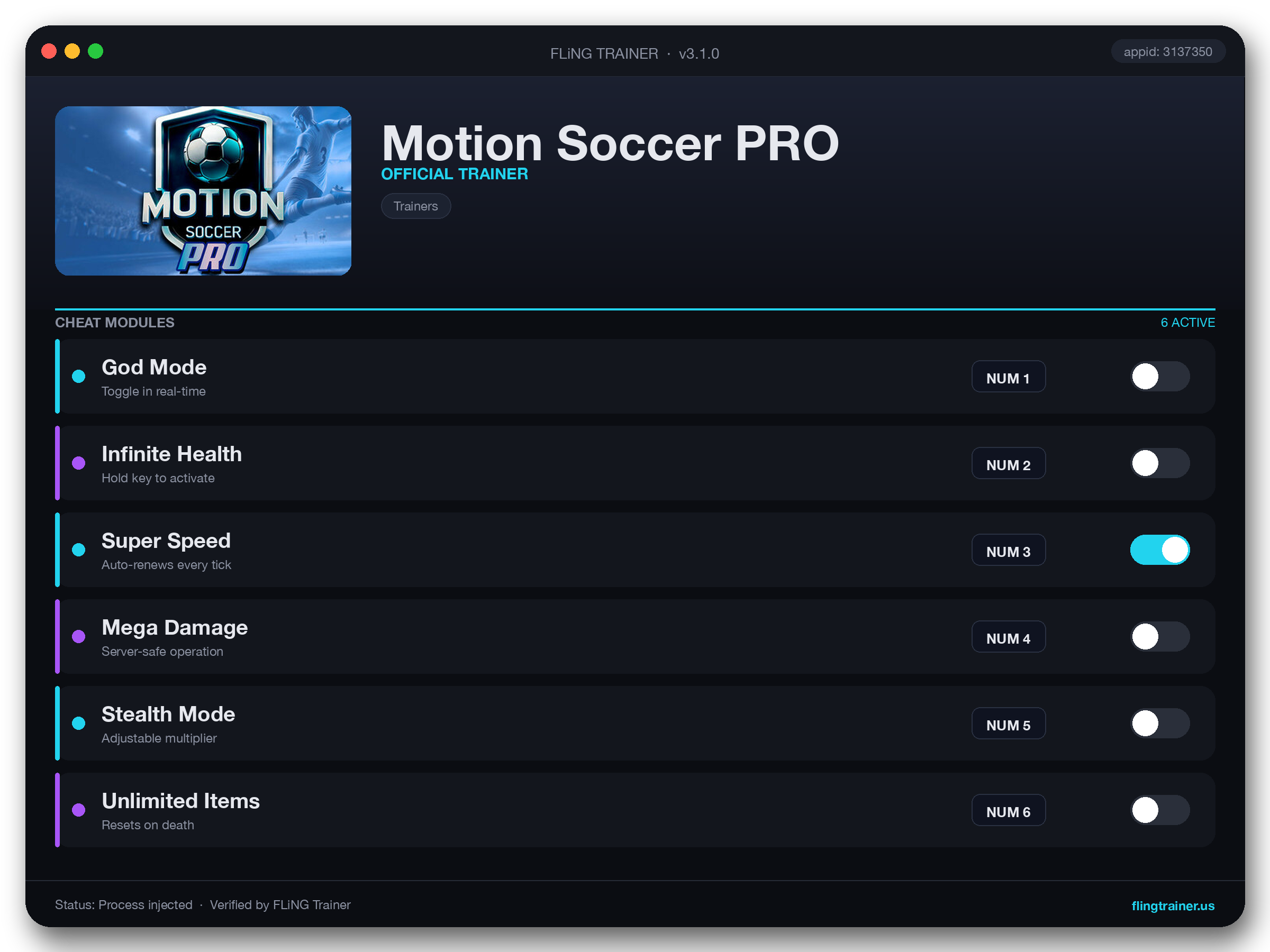 Motion Soccer PRO Trainer interface