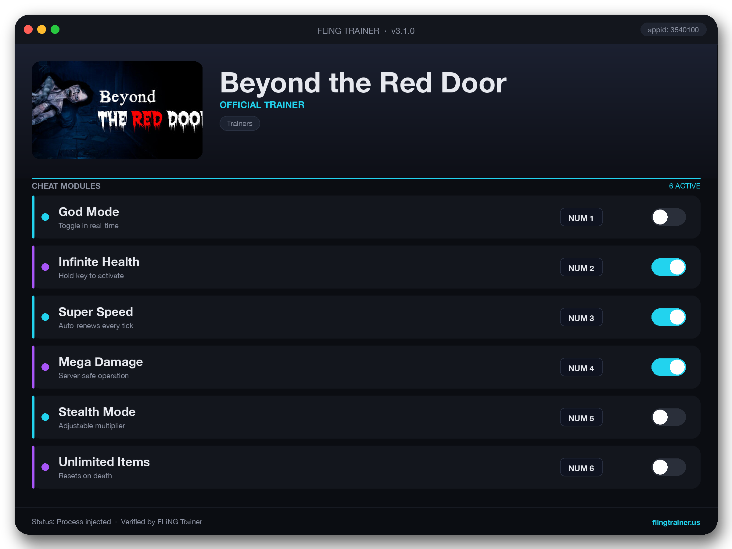 Beyond the Red Door Trainer interface