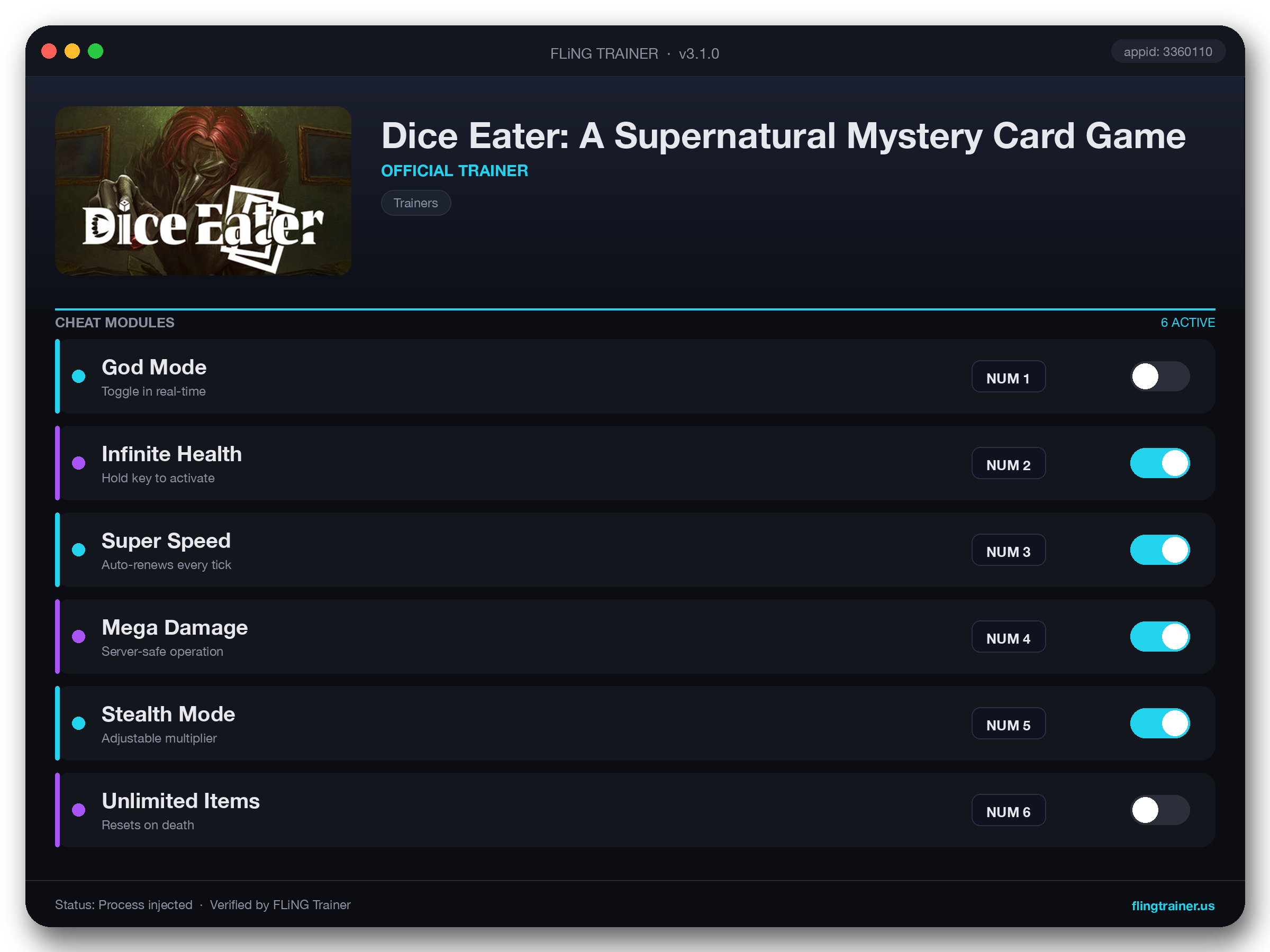 Dice Eater: A Supernatural Mystery Card Game Trainer interface