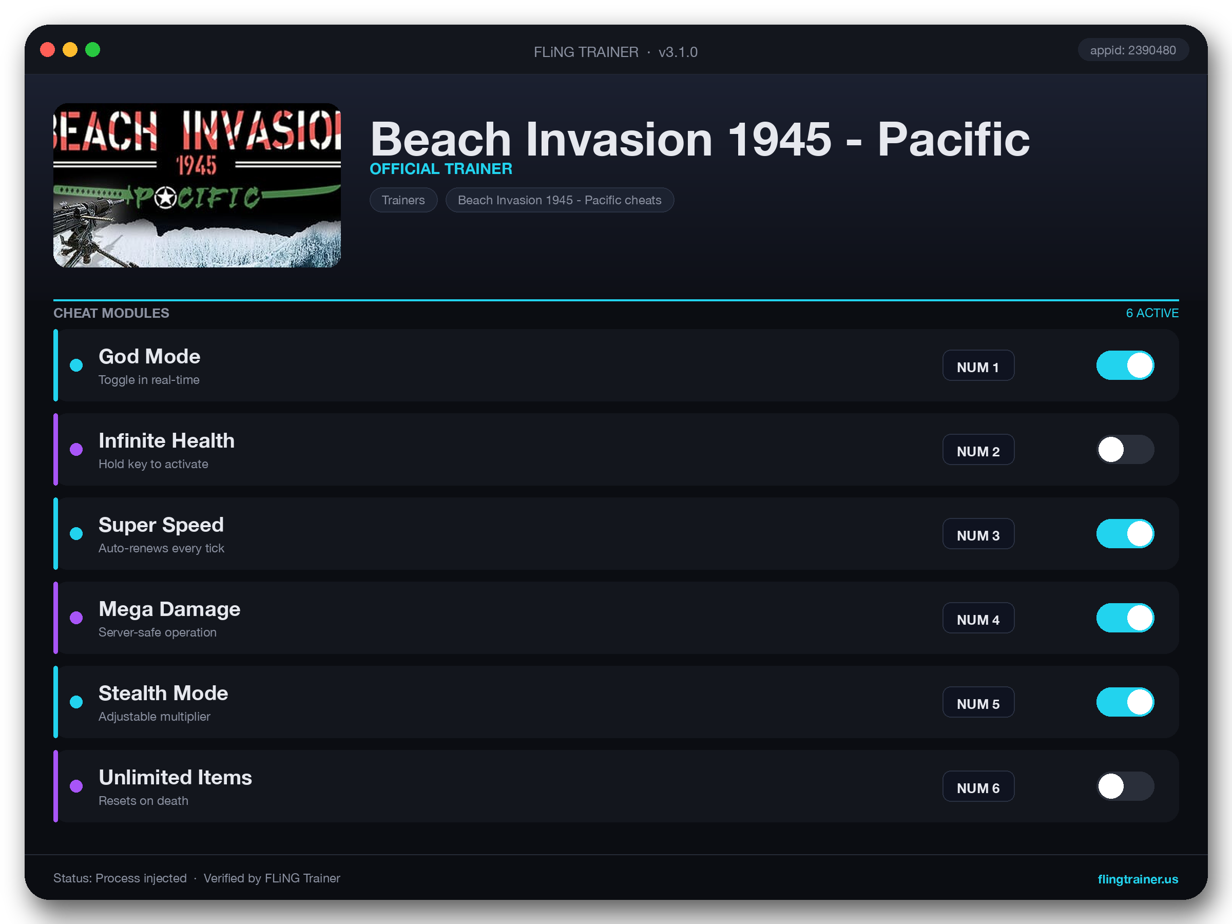 Beach Invasion 1945 - Pacific Trainer interface