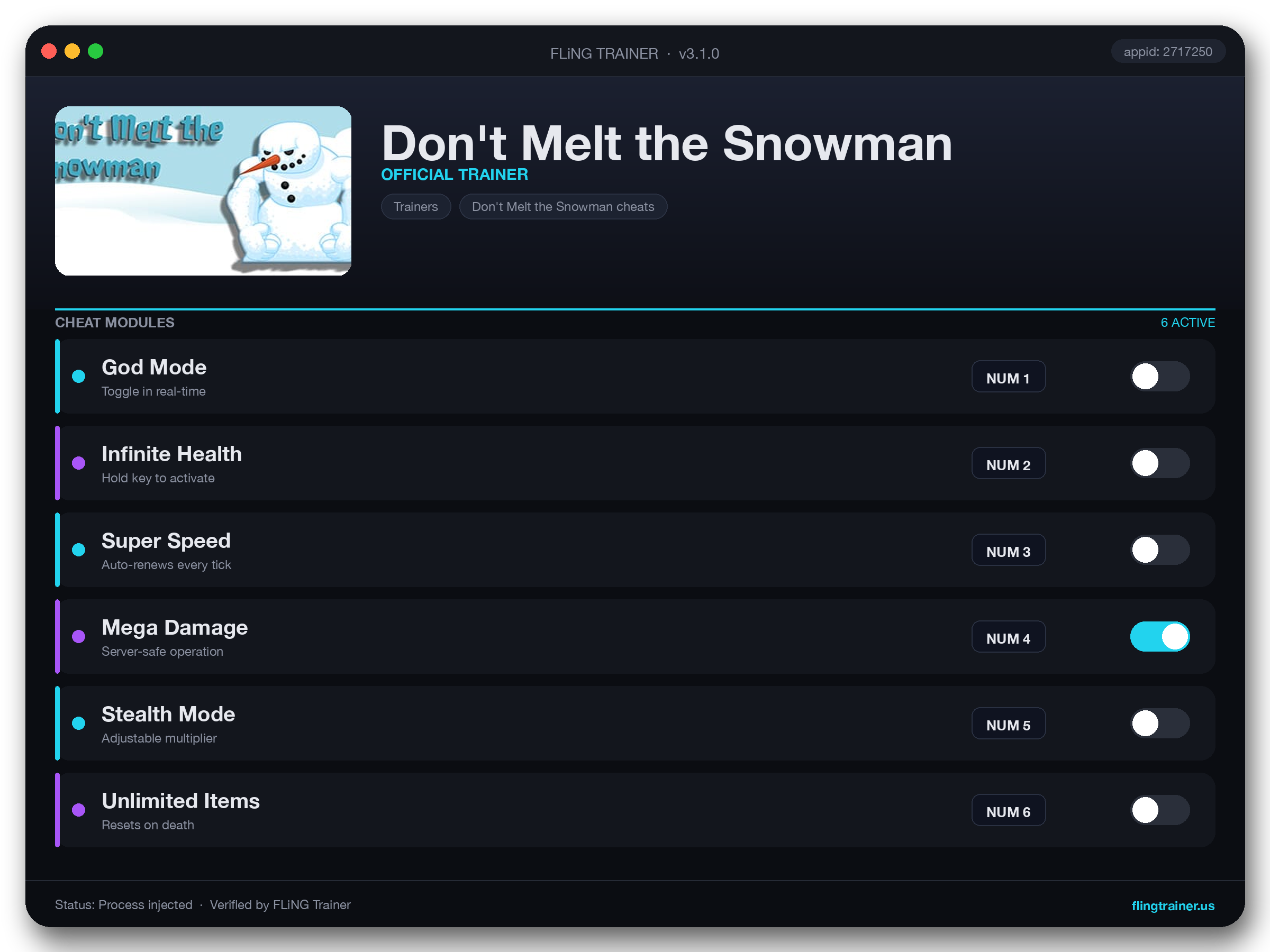 Don't Melt the Snowman Trainer interface