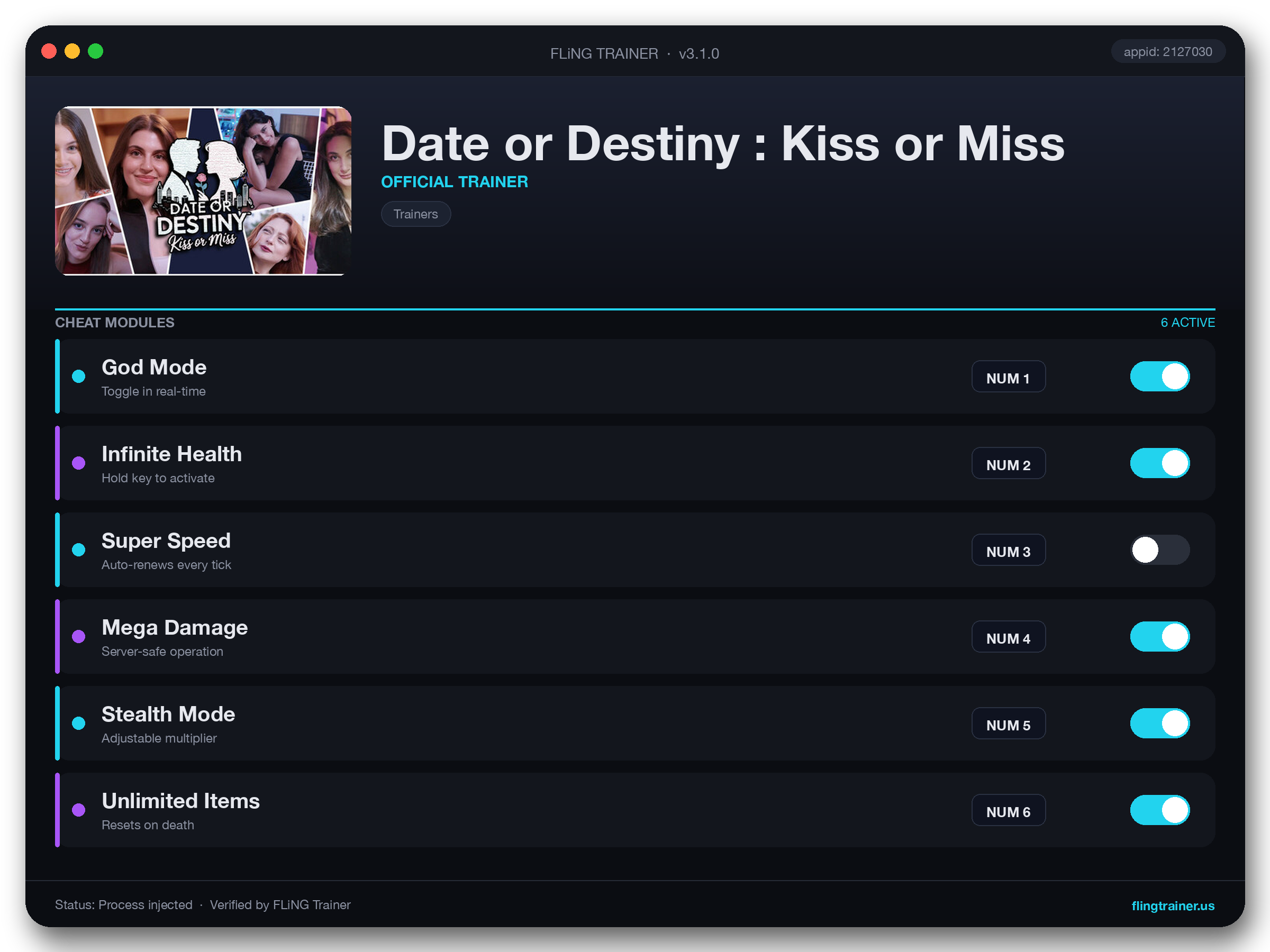 Date or Destiny : Kiss or Miss Trainer interface