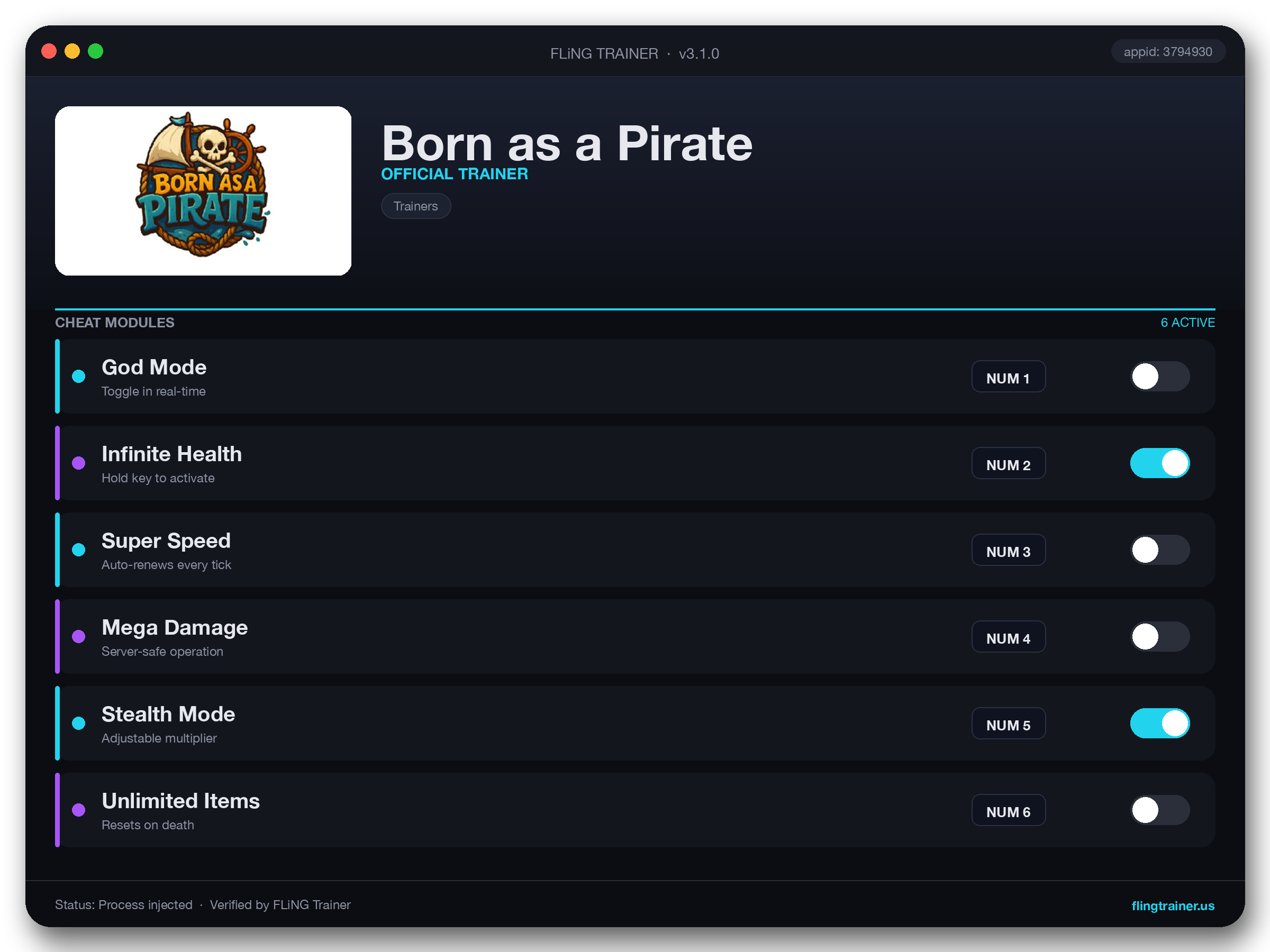 Born as a Pirate Trainer interface