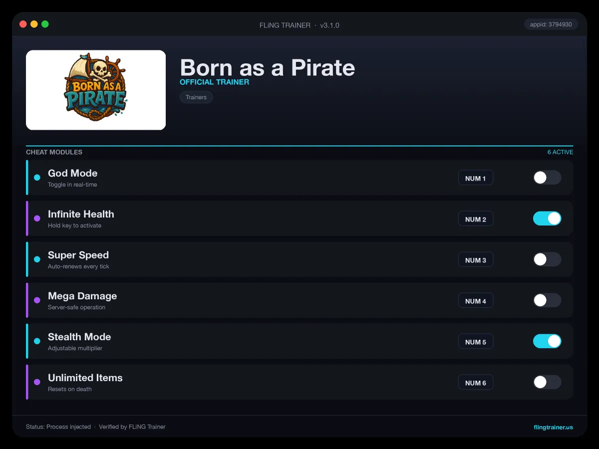Born as a Pirate Trainer interface