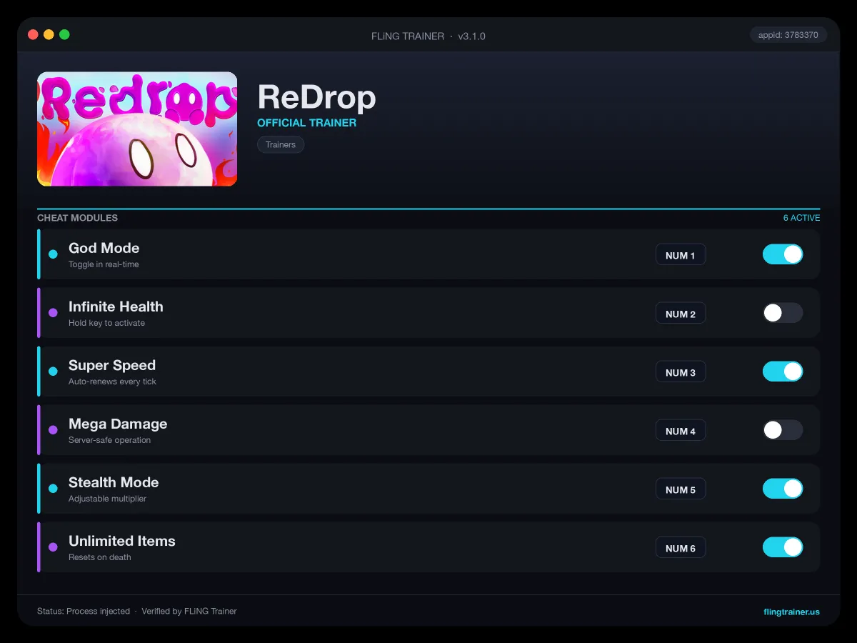 ReDrop Trainer interface
