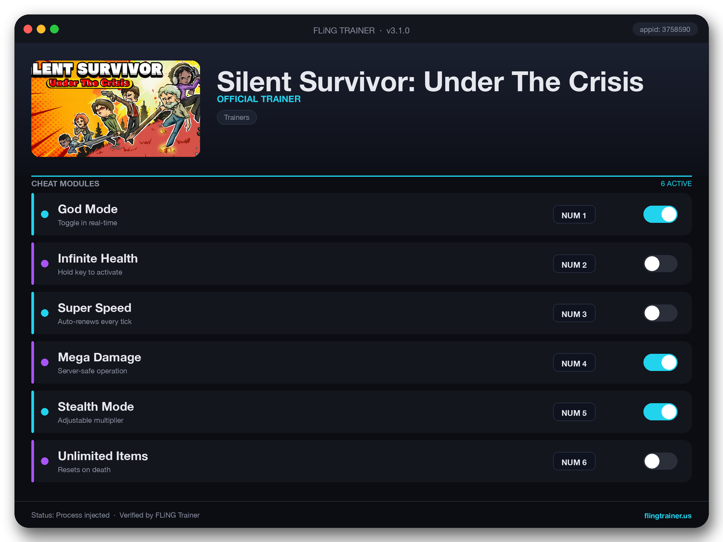 Silent Survivor: Under The Crisis Trainer interface