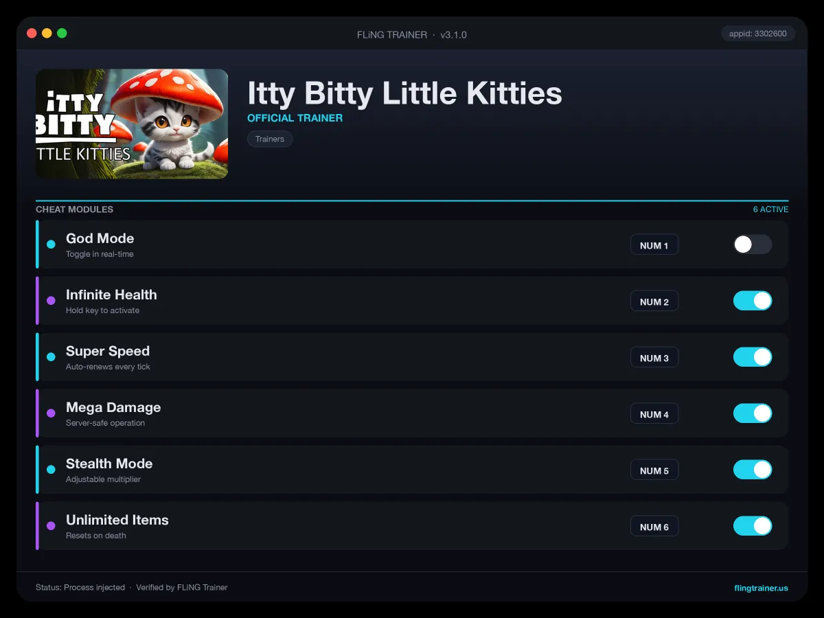 Itty Bitty Little Kitties Trainer interface