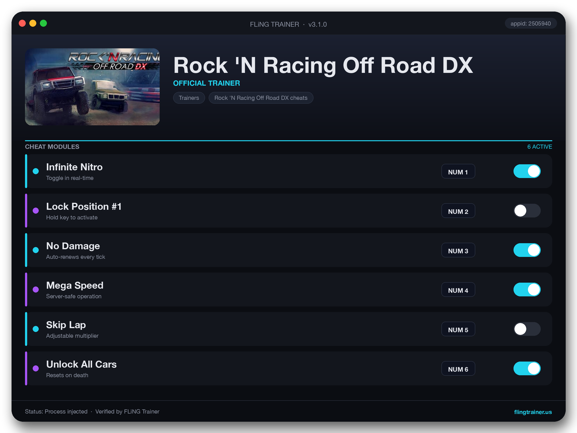 Rock 'N Racing Off Road DX Trainer interface