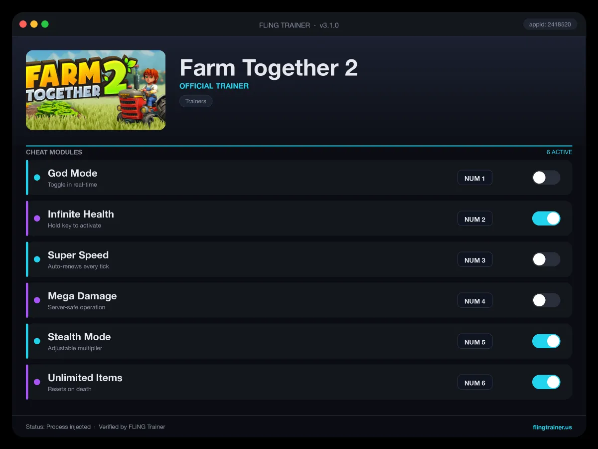 Farm Together 2 Trainer interface