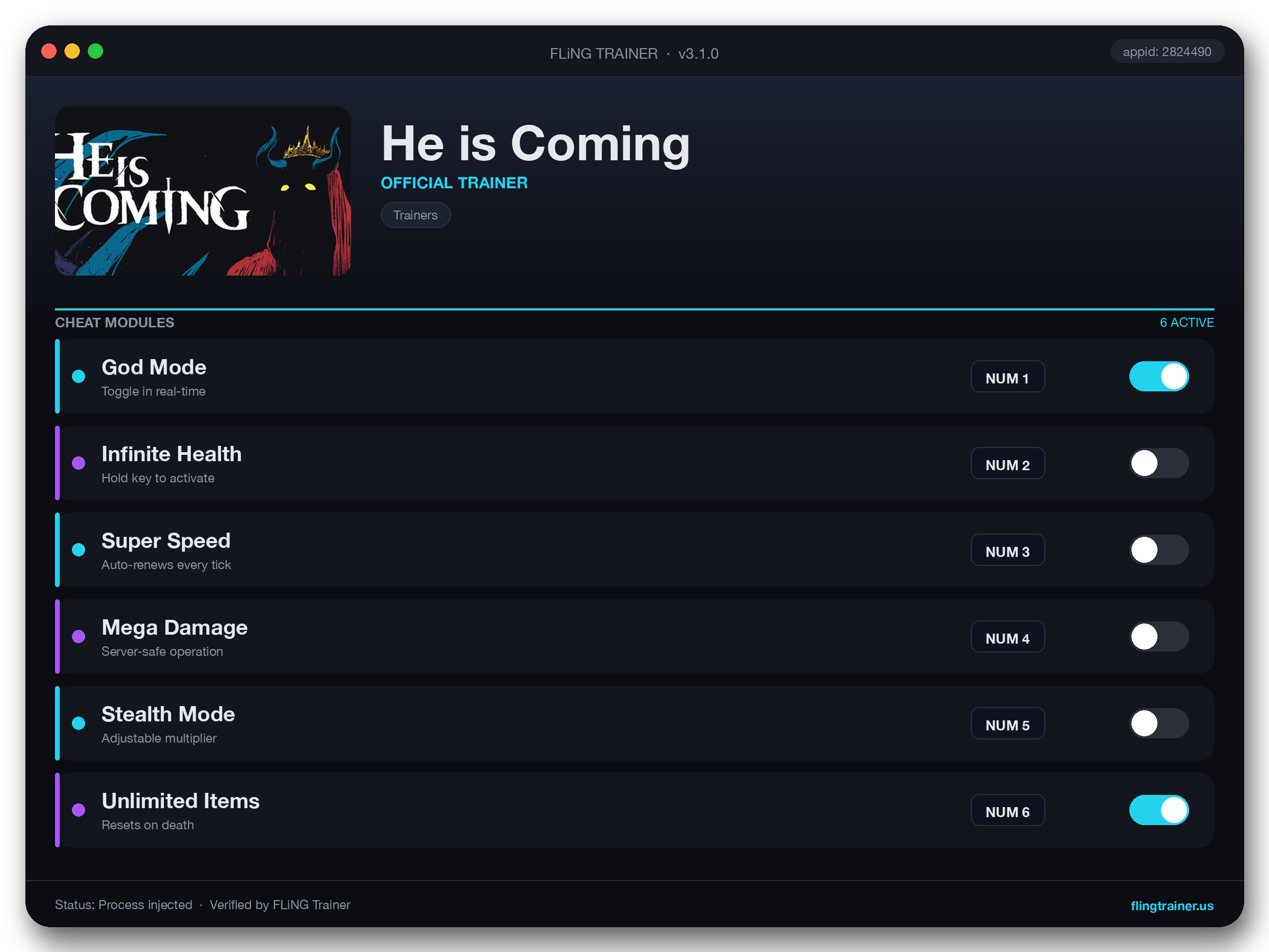 He is Coming Trainer interface