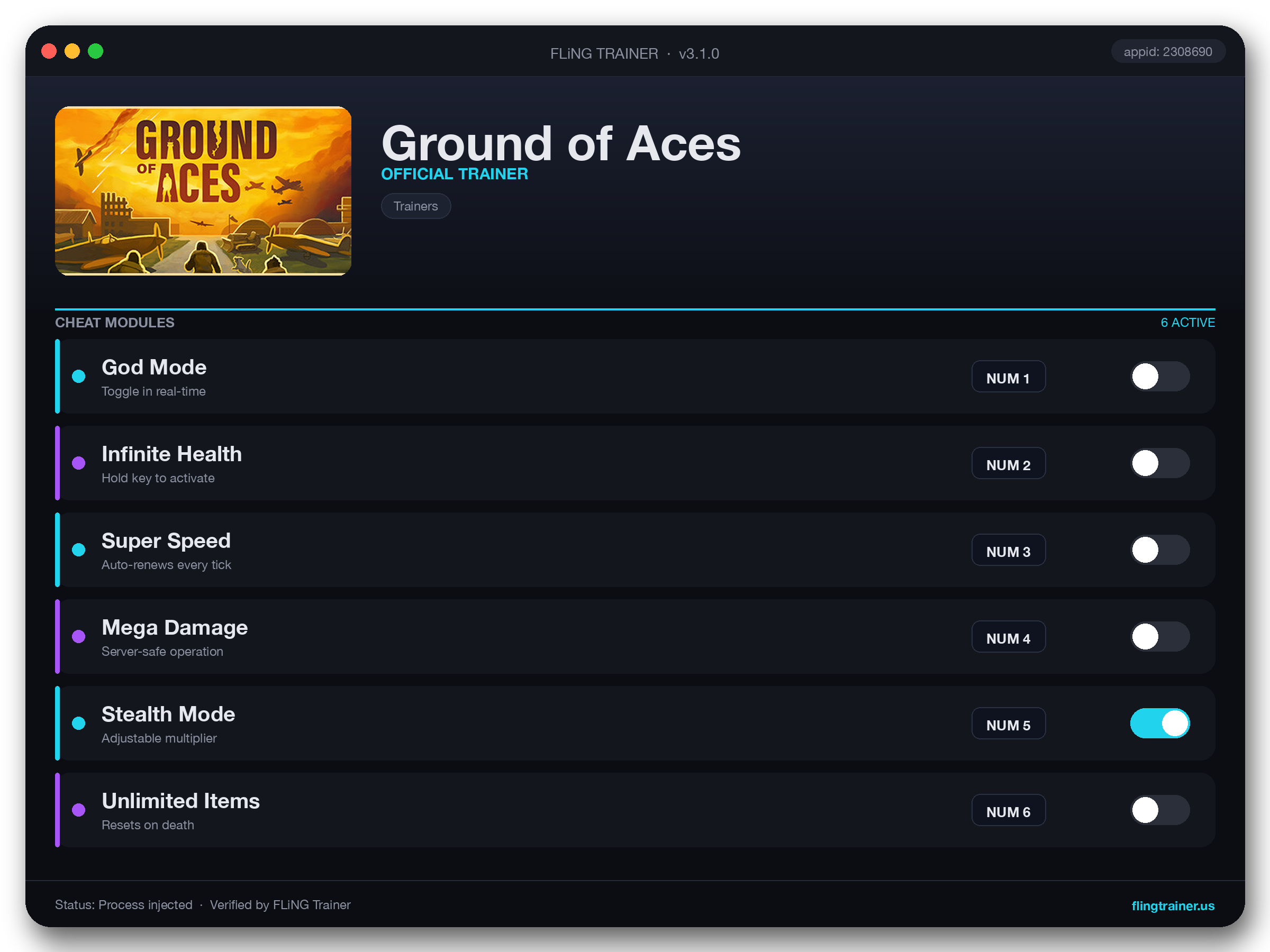 Ground of Aces Trainer interface