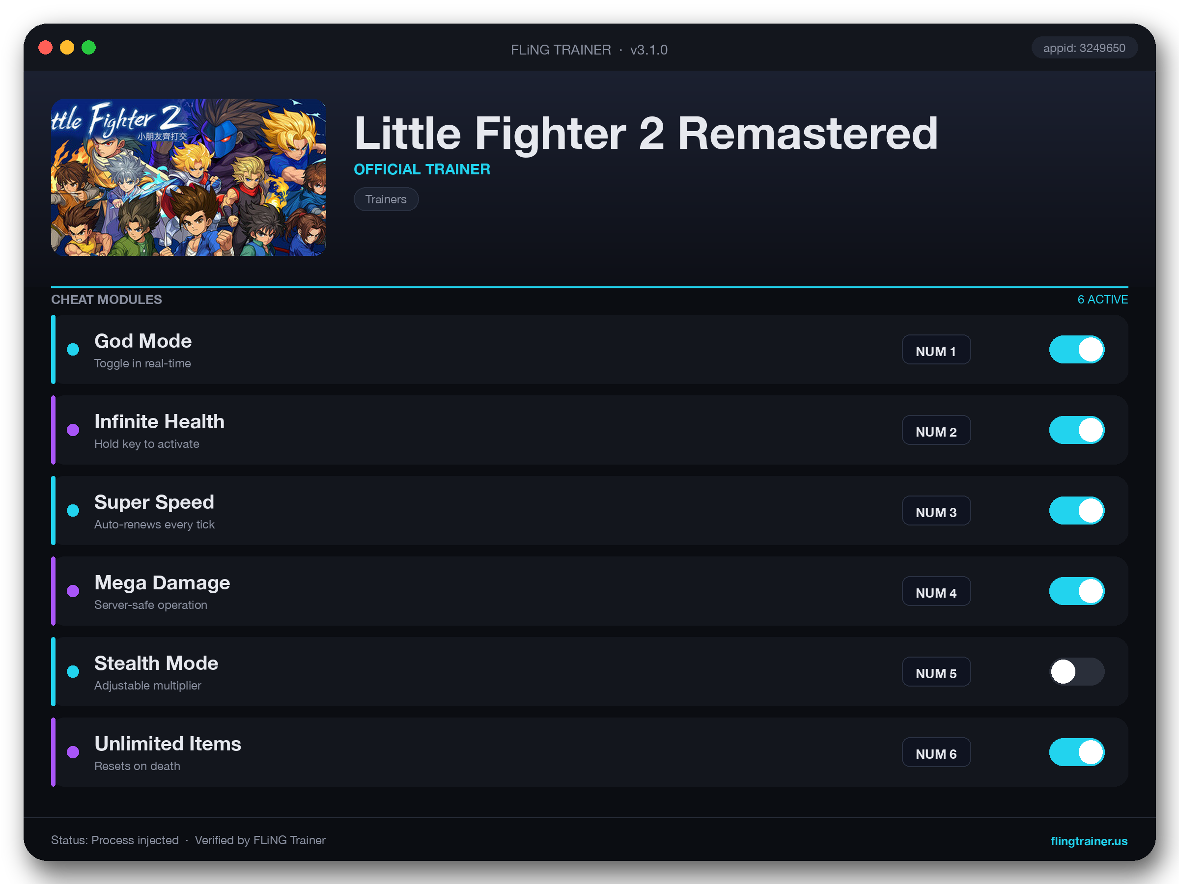 Little Fighter 2 Remastered Trainer interface