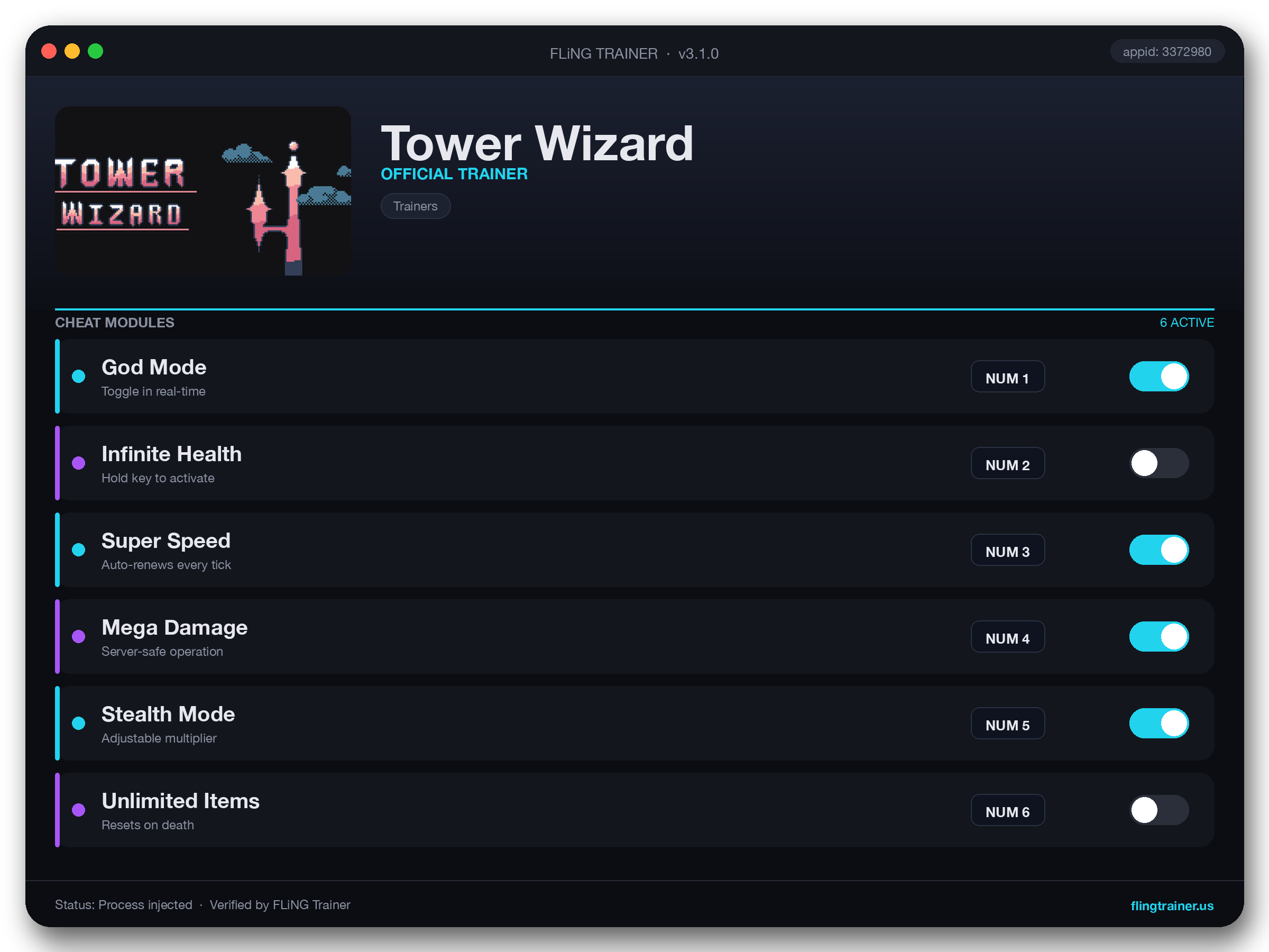 Tower Wizard Trainer interface