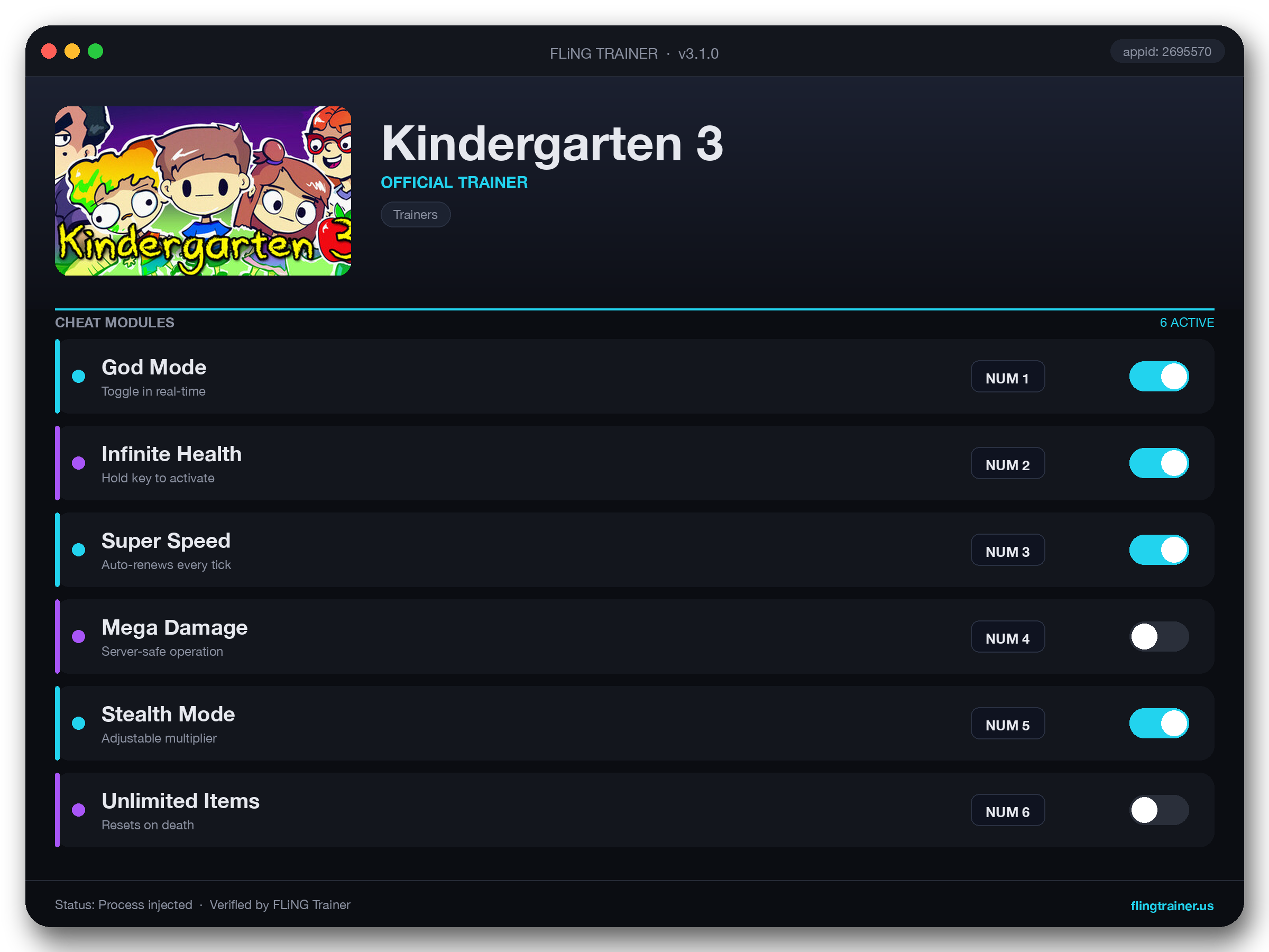 Kindergarten 3 Trainer interface