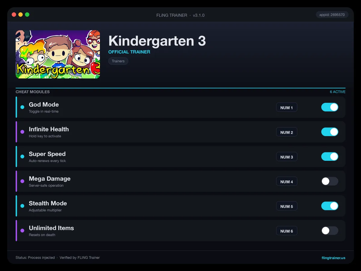 Kindergarten 3 Trainer interface