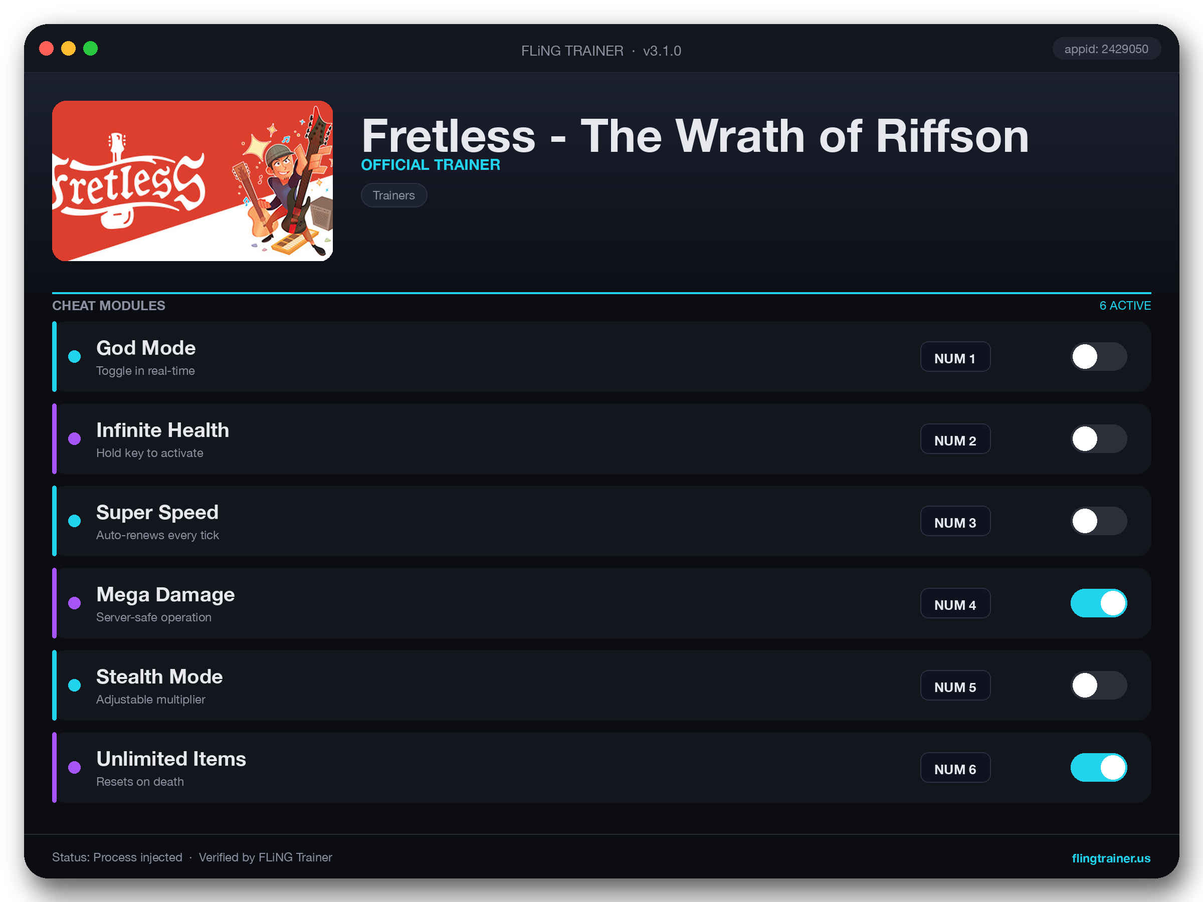 Fretless - The Wrath of Riffson Trainer interface