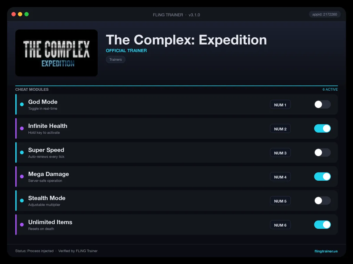 The Complex: Expedition Trainer interface