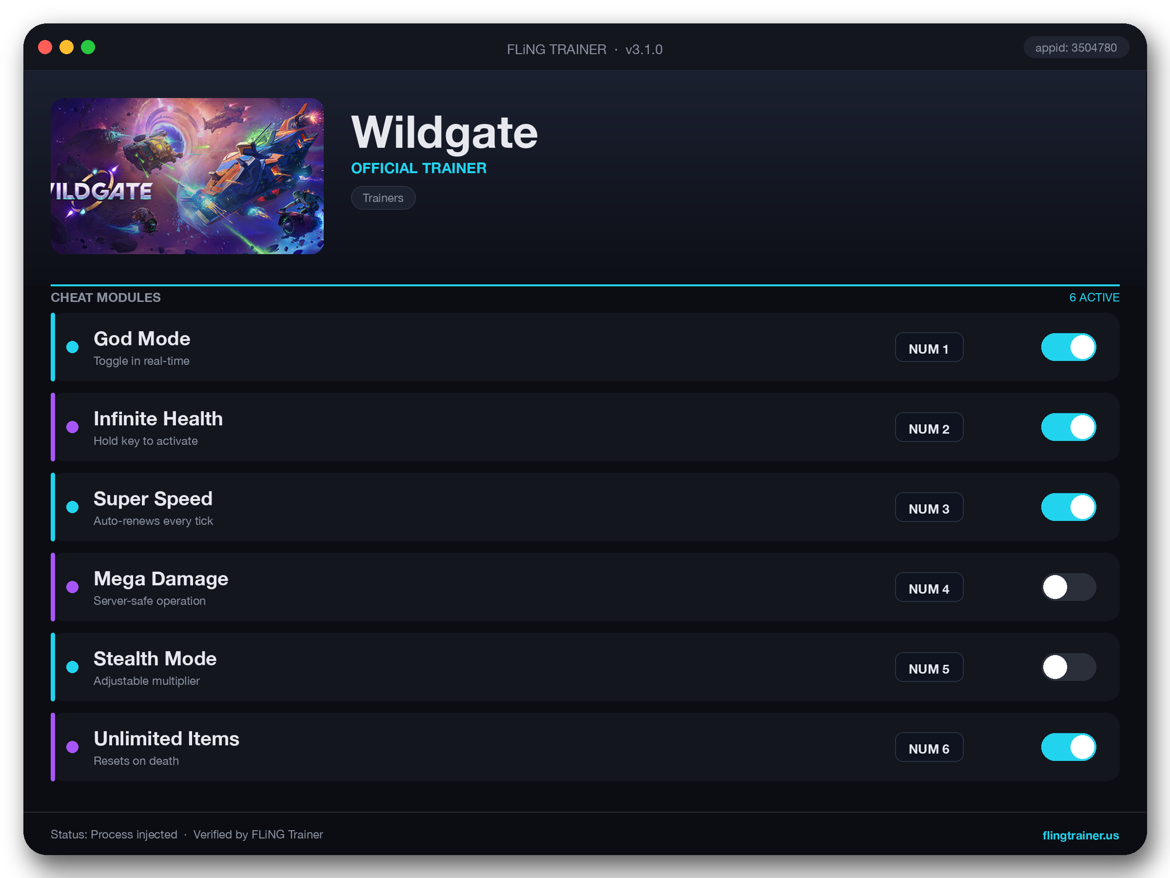 Wildgate Trainer interface