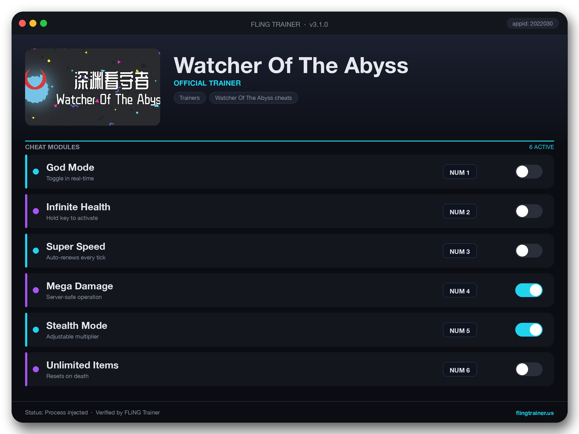 Watcher Of The Abyss Trainer interface