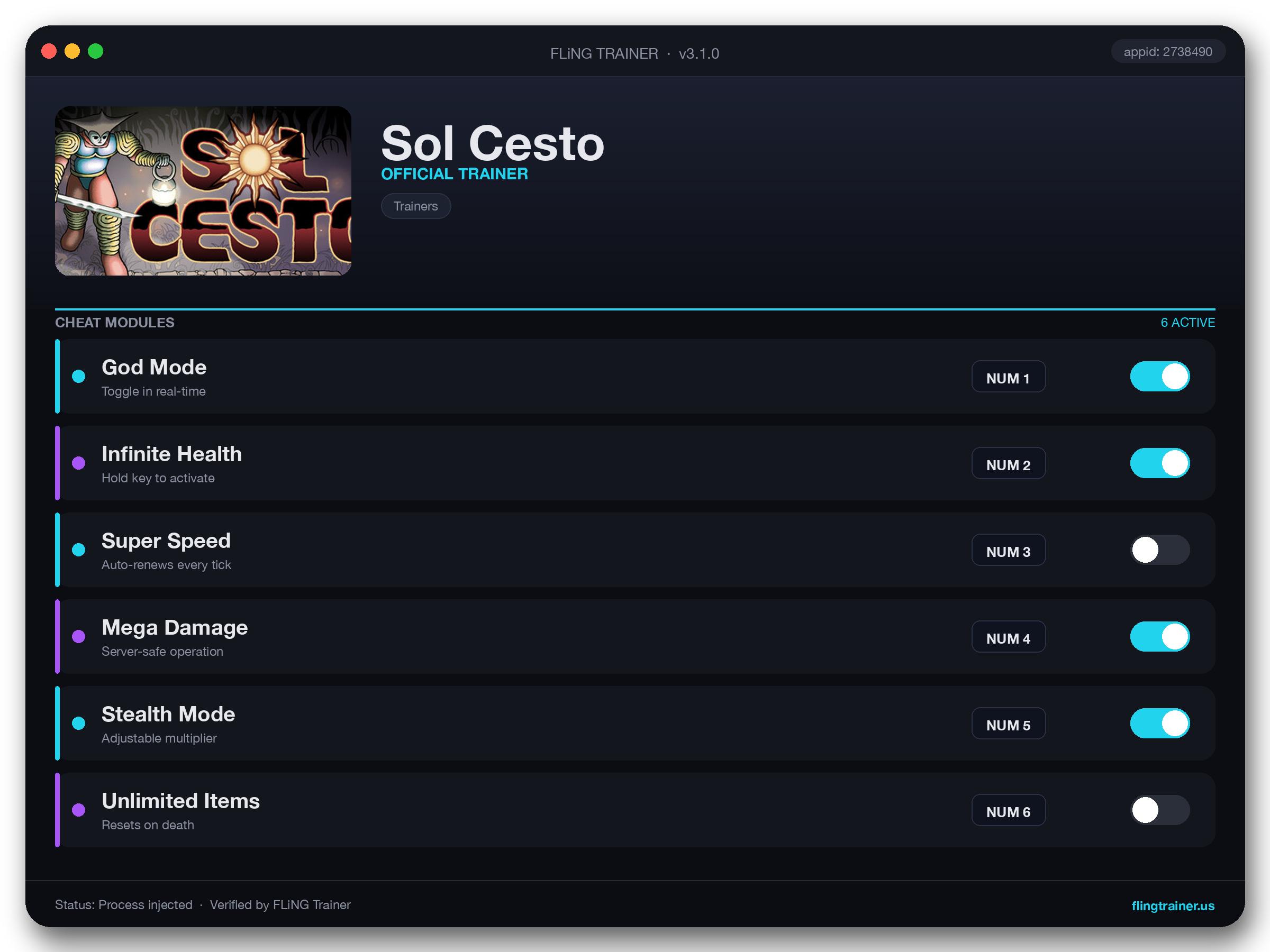 Sol Cesto Trainer interface