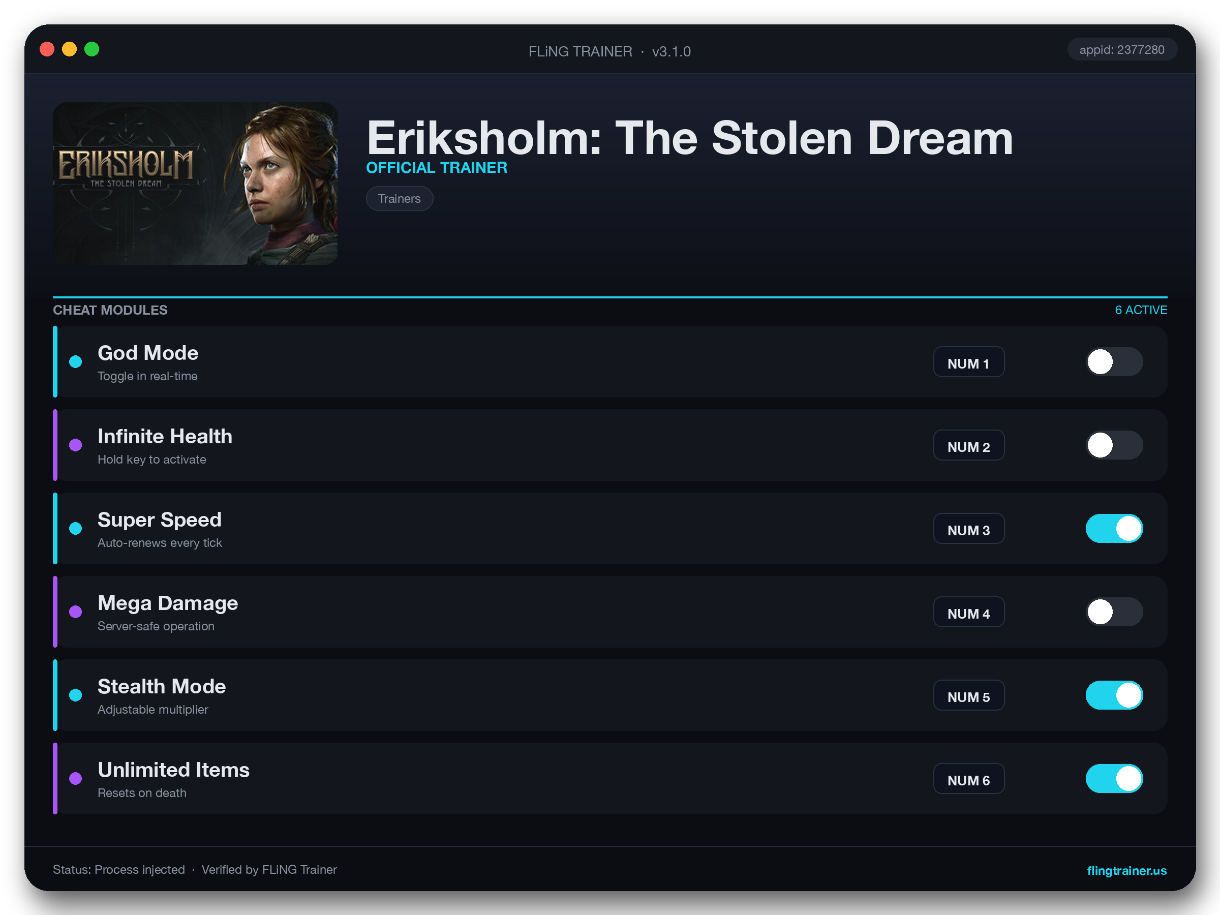Eriksholm: The Stolen Dream Trainer interface