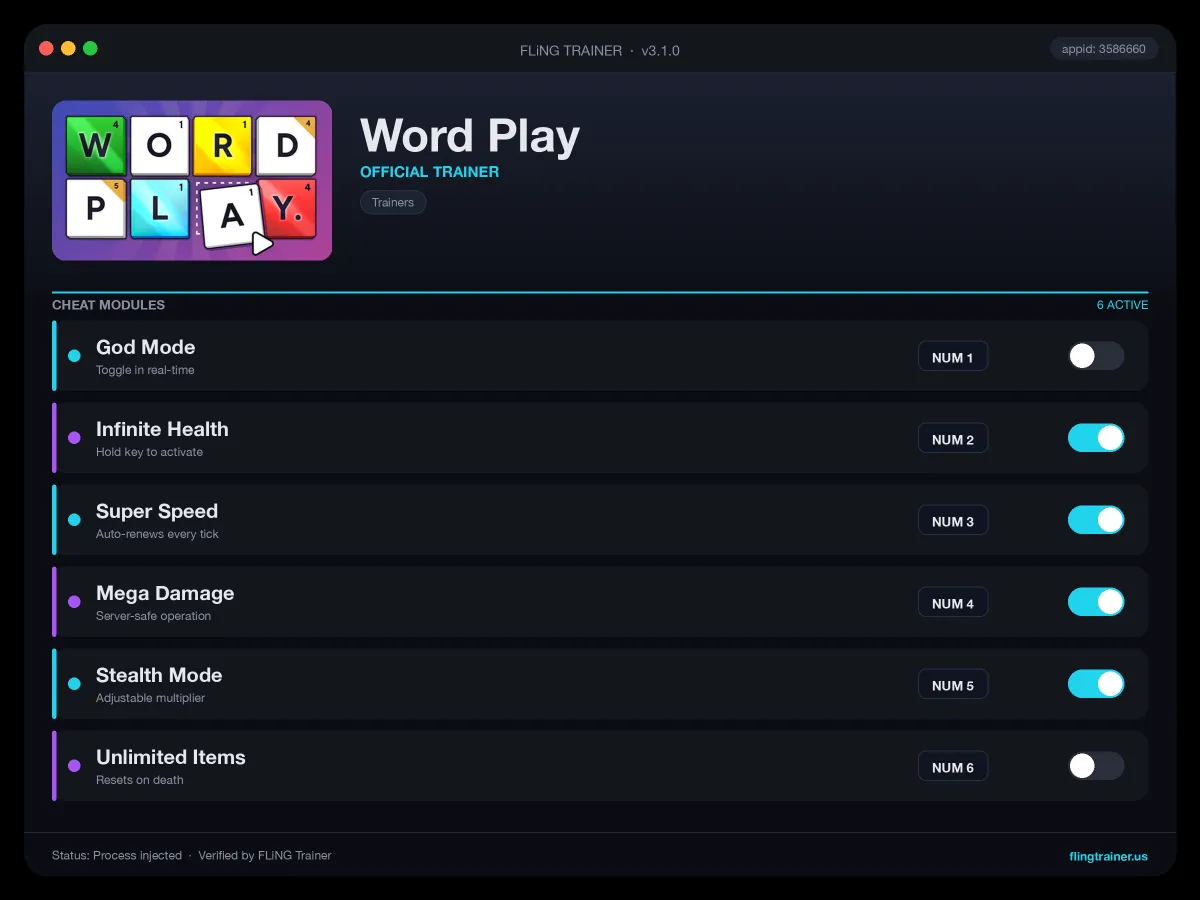 Word Play Trainer interface