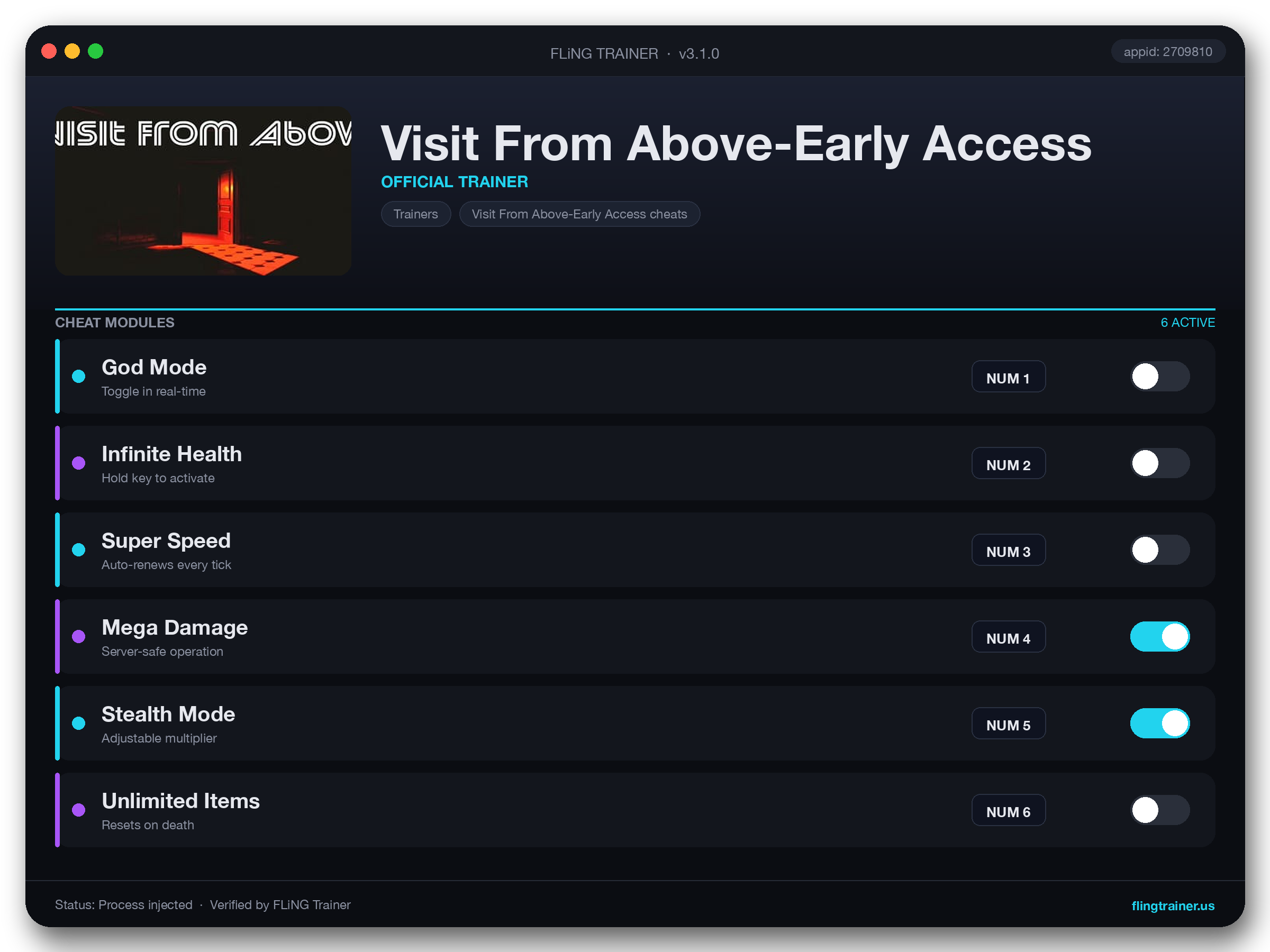 Visit From Above-Early Access Trainer interface