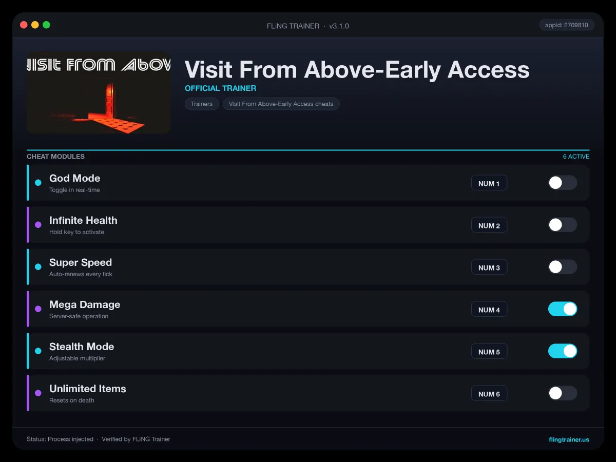 Visit From Above-Early Access Trainer interface