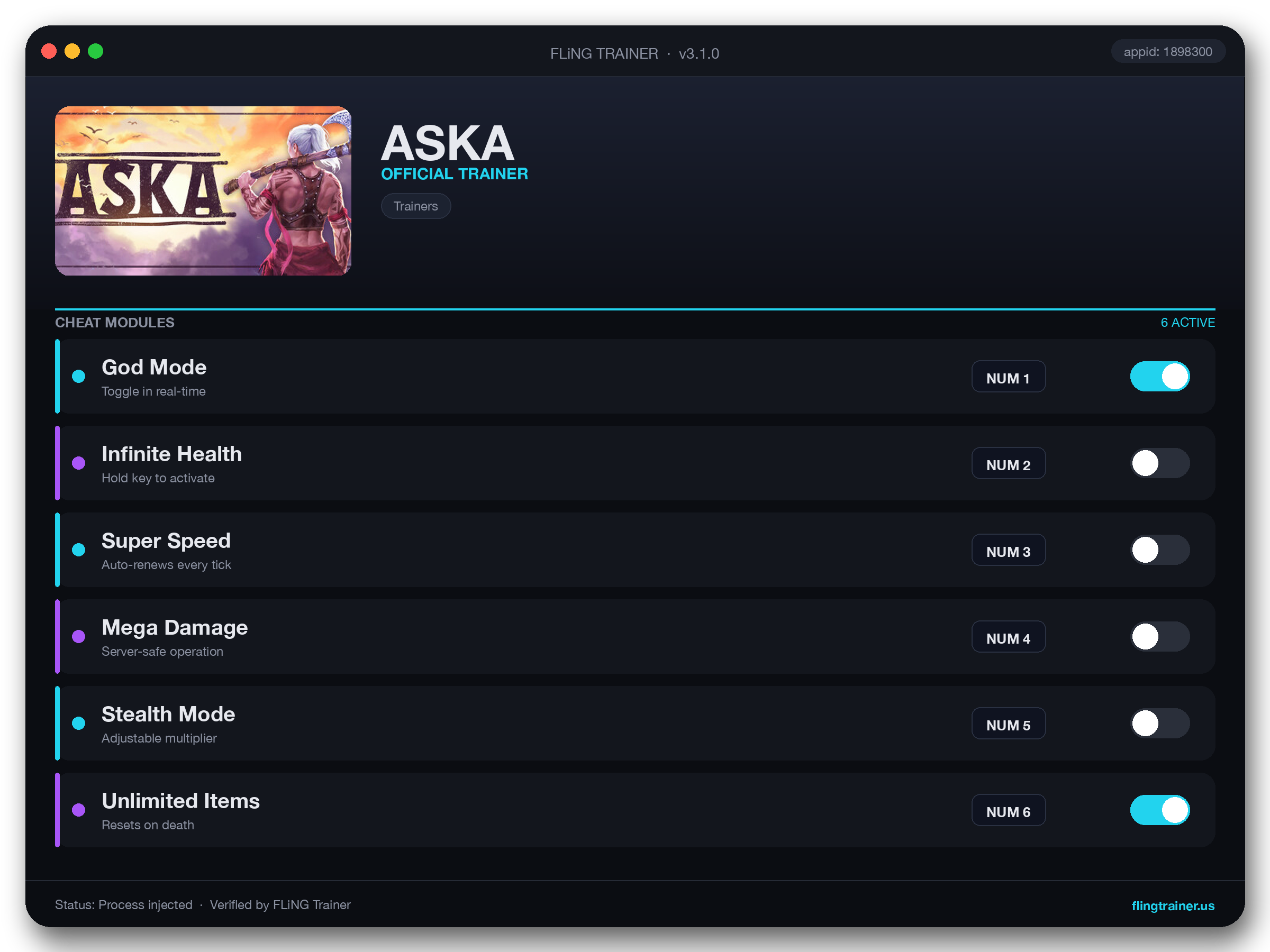 ASKA Trainer interface