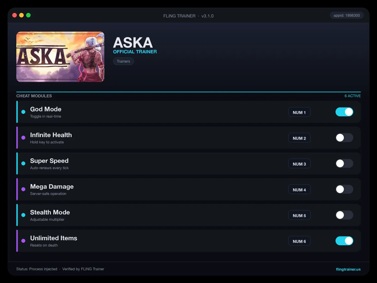 ASKA Trainer interface