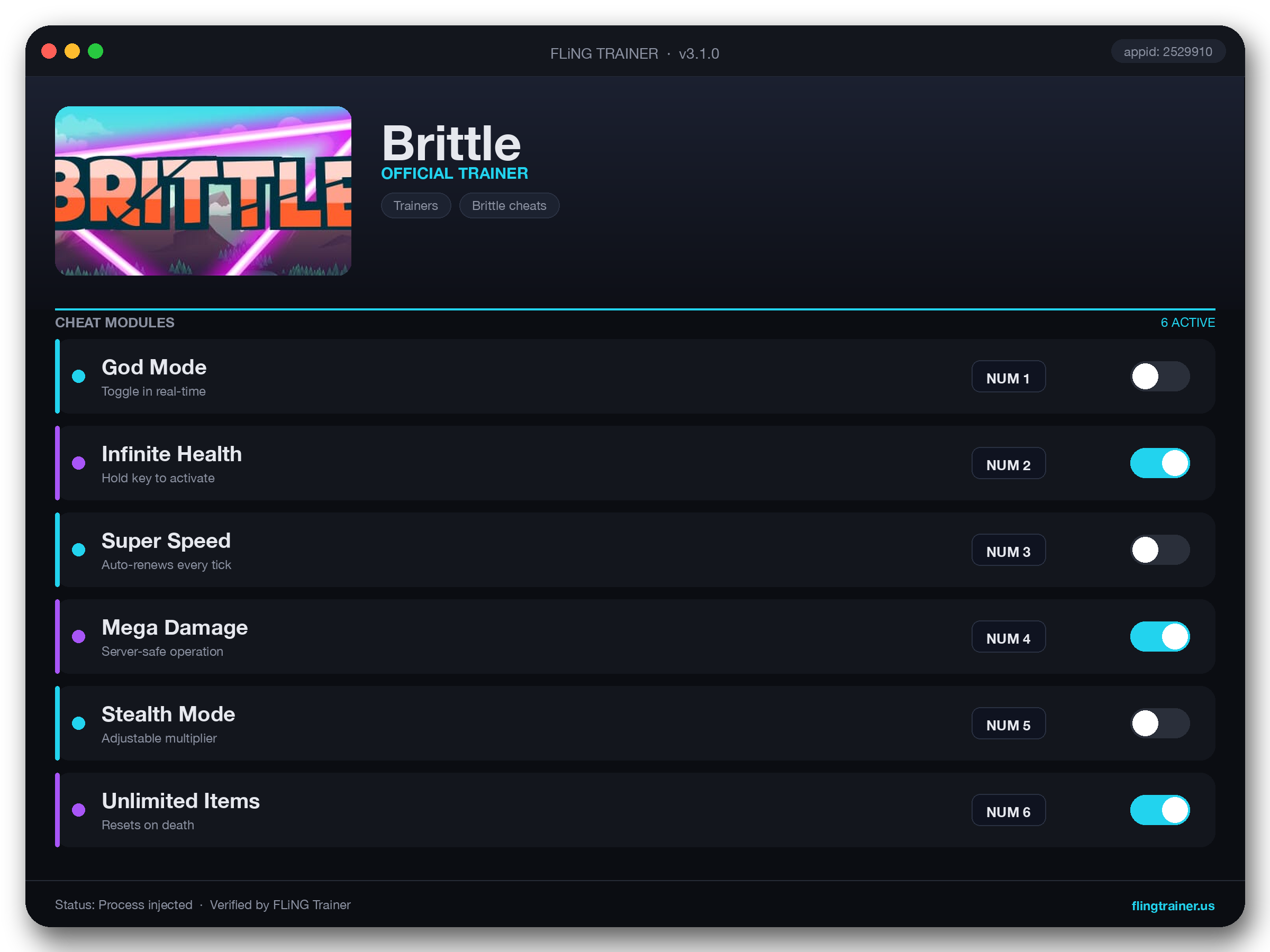 Brittle Trainer interface